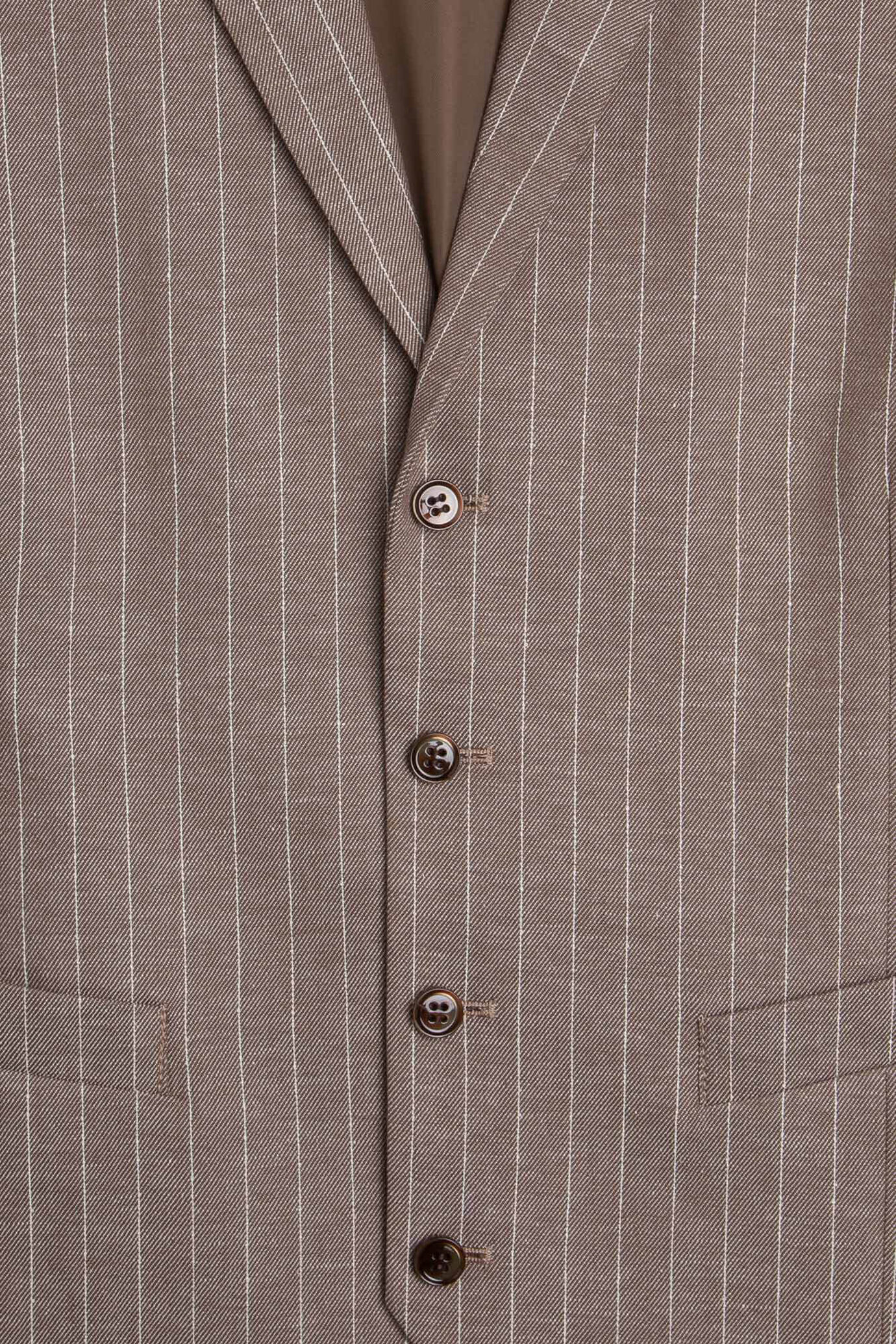 Gilet monopetto gessato, con rever, misto lino e cotone image number 2