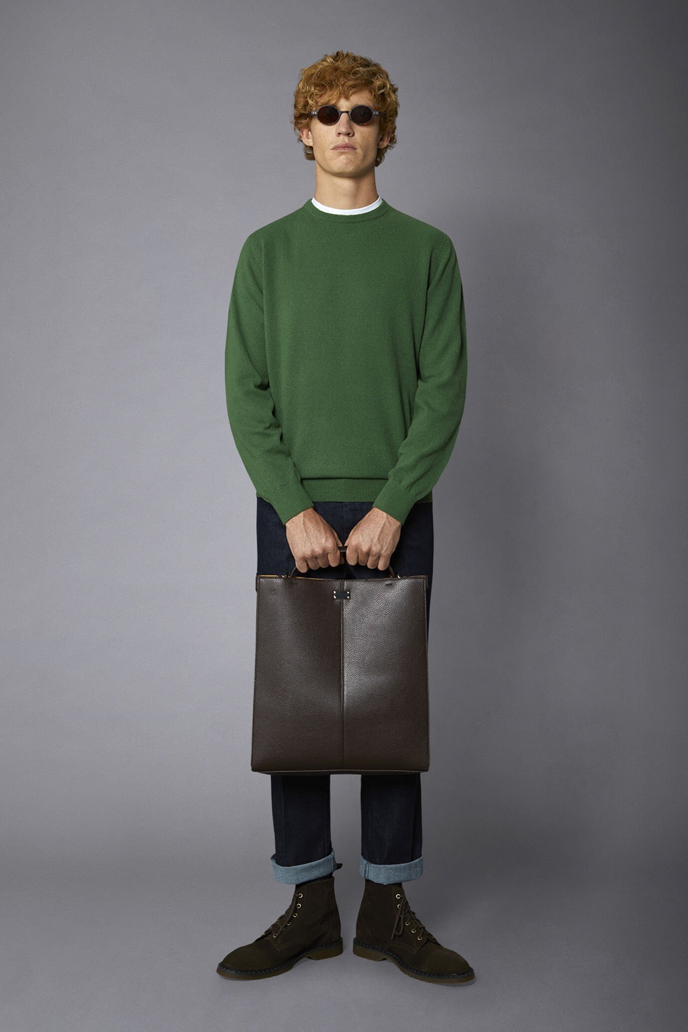 Men's crew neck wool blend lambswool regular fit sweater
