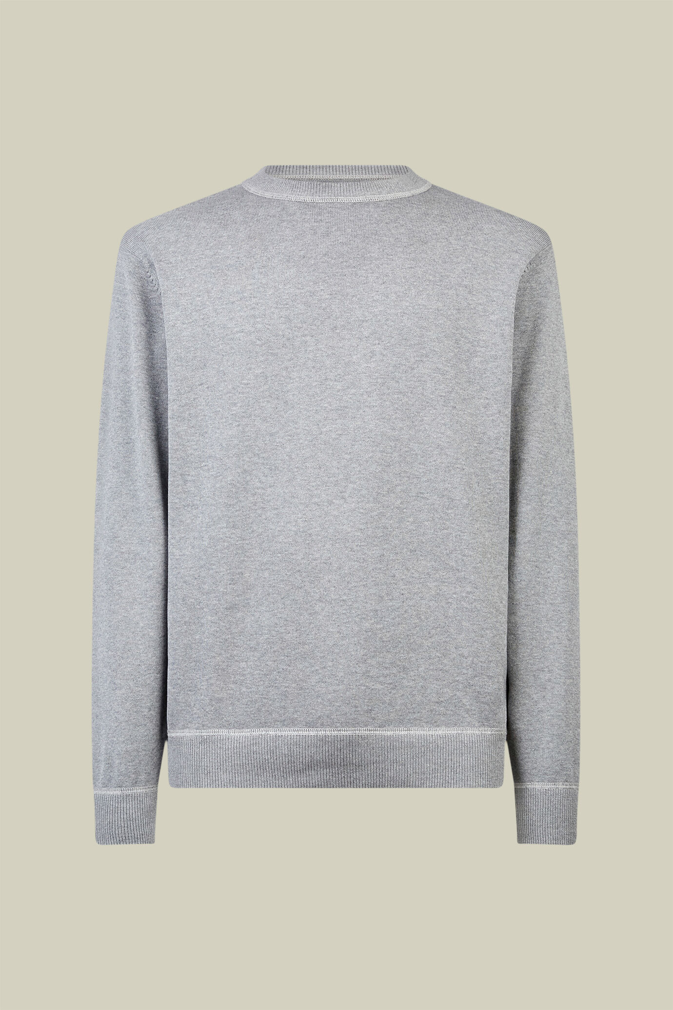 Men's regular fit crew neck jumper with plush effect details 100% cotton image number 0