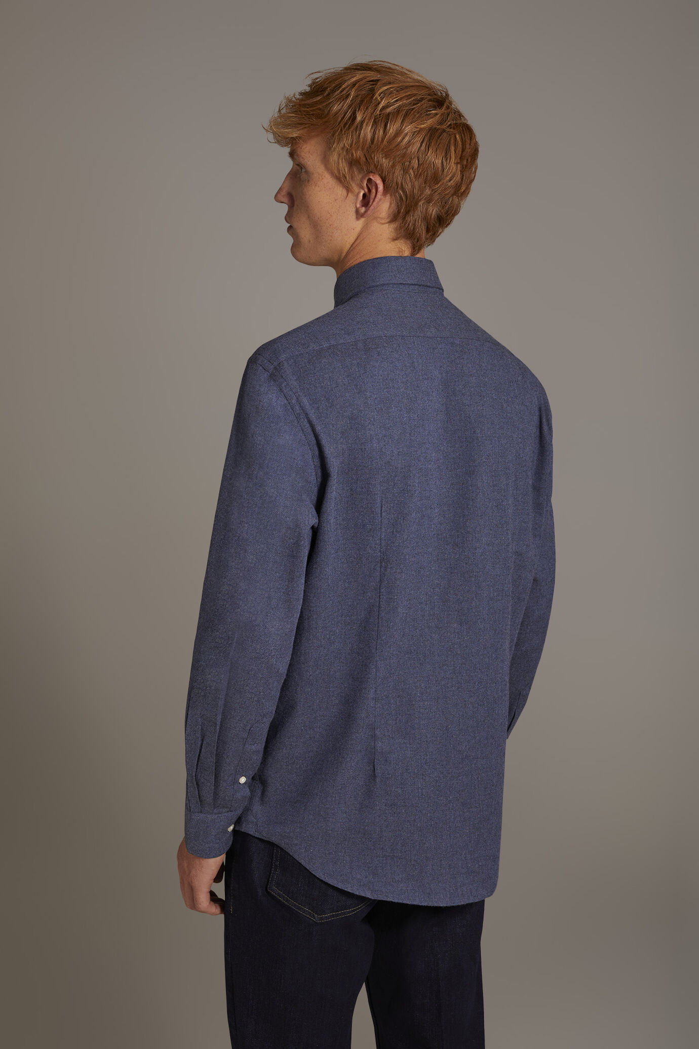 Casual shirt with french collar comfort fit flannel solid colour fabric image number 2