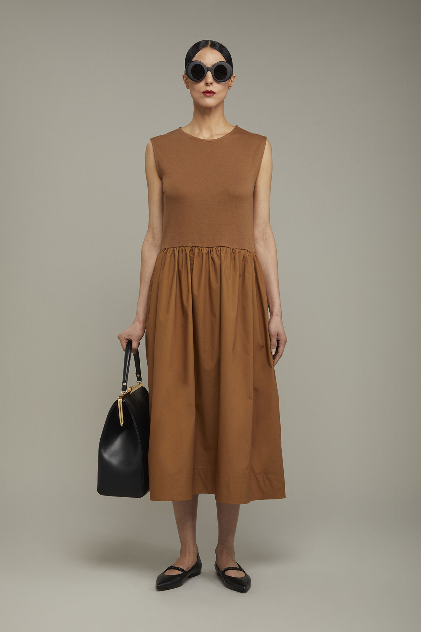 Robe midi femme, sans manches en 100 % jersey de coton, coupe régulière image number 0
