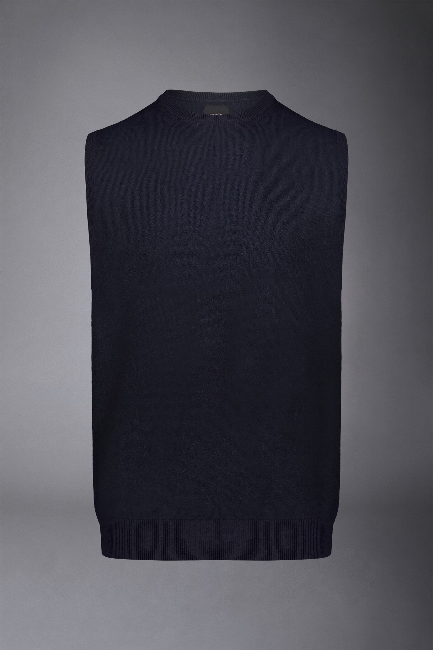 Gilet &agrave; col rond en laine et coton image number 4