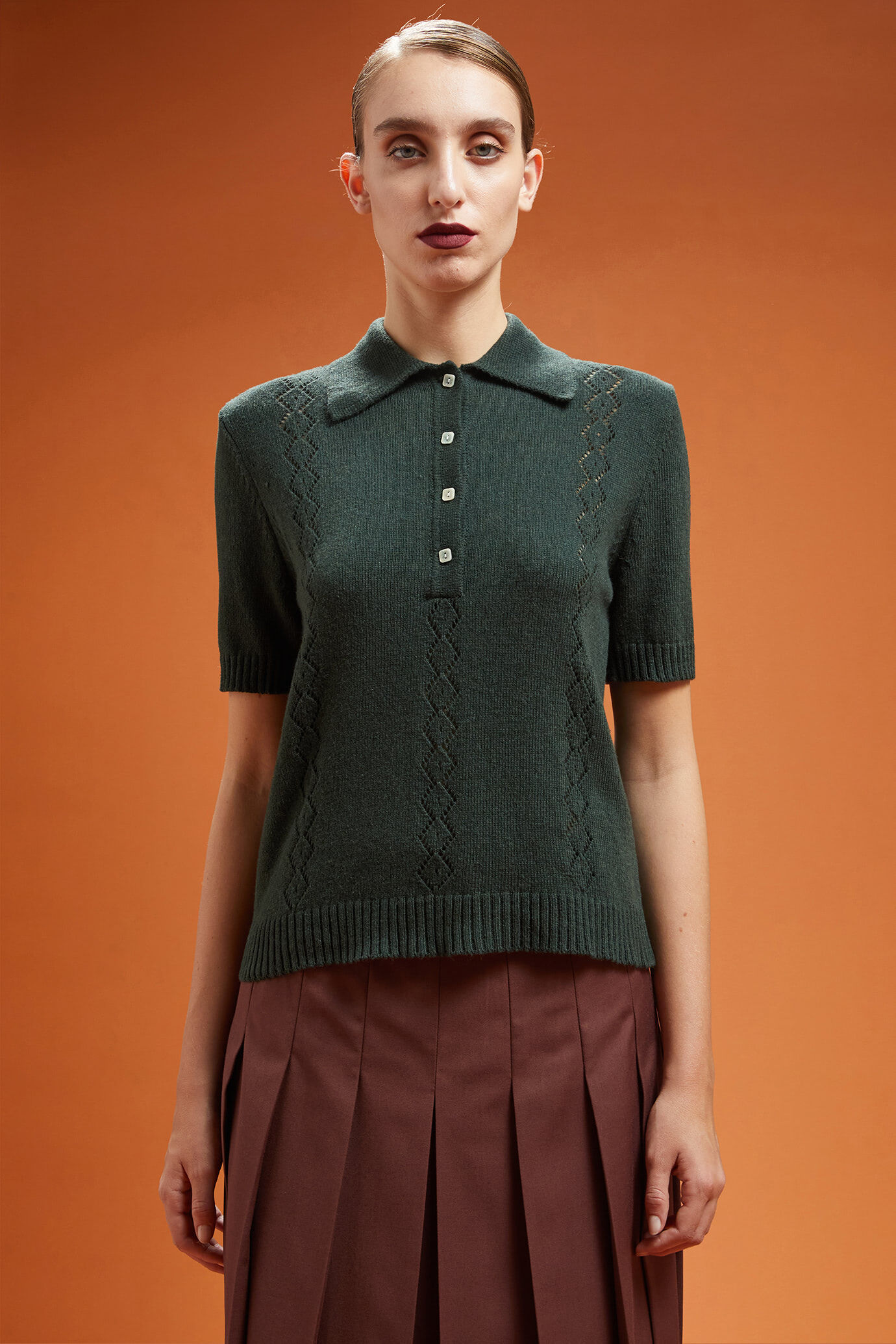 Damen-Poloshirt aus Strick mit halblangen Ärmeln in normaler Passform image number 0