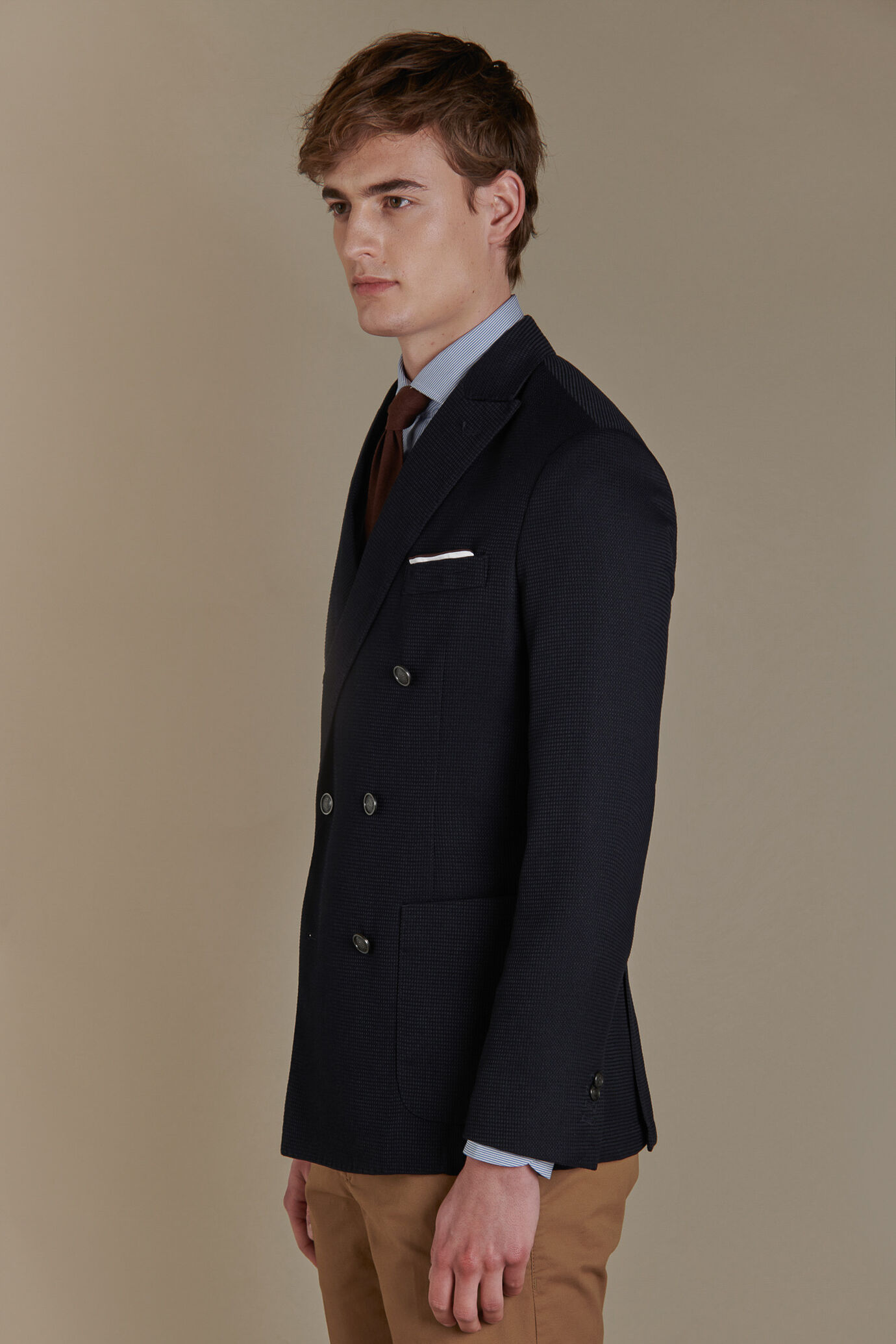 Double breasted jacket peak lapel with patch pockets image number 1