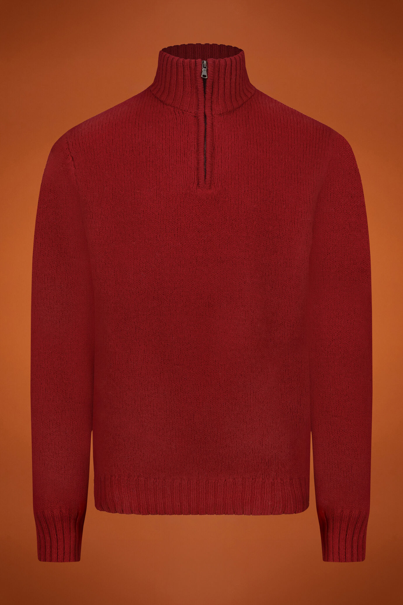 Maglia uomo collo alto con zip 100% lana regular fit image number 0