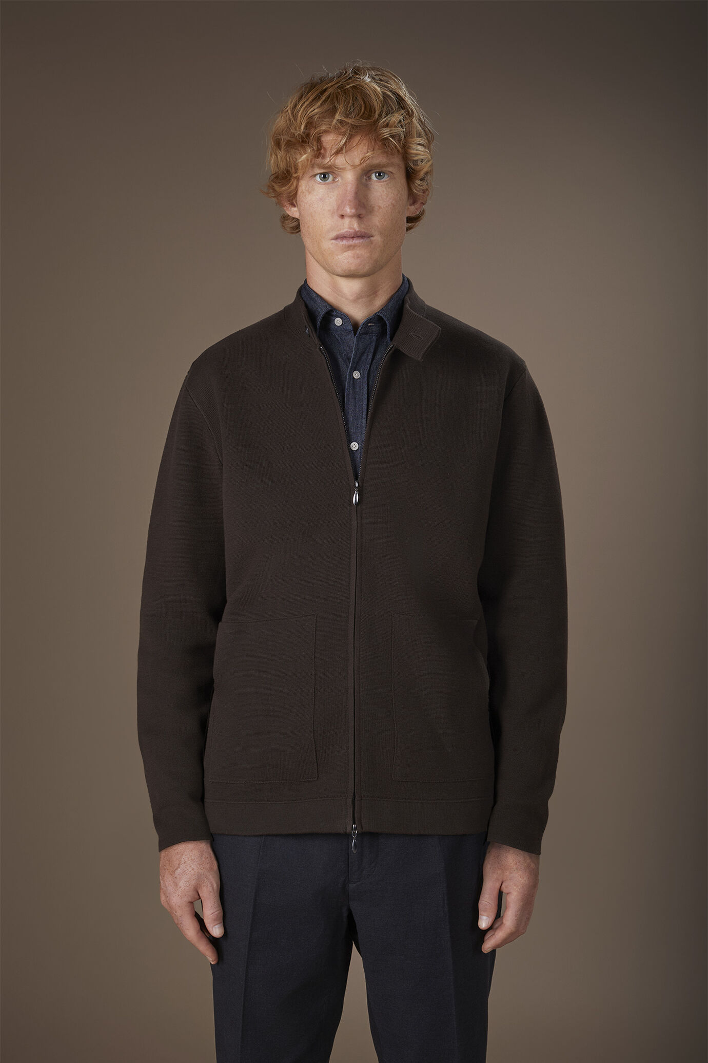 Giacca uomo modello biker in maglia punto milano 100% cotone regular fit image number 0