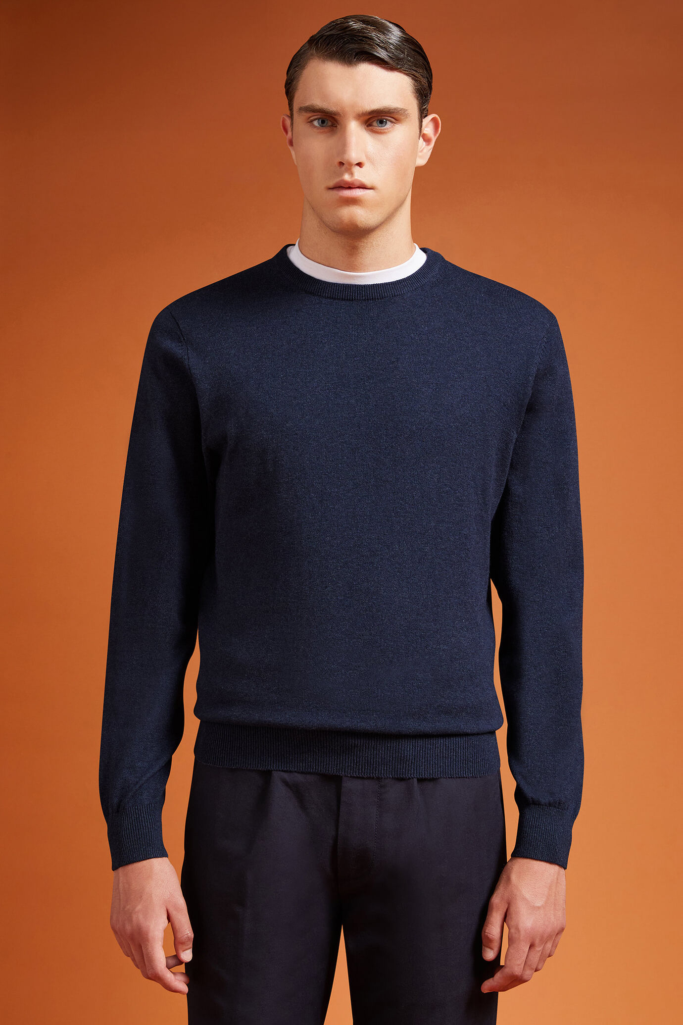 Maglia uomo girocollo lana e cotone regular fit image number 0