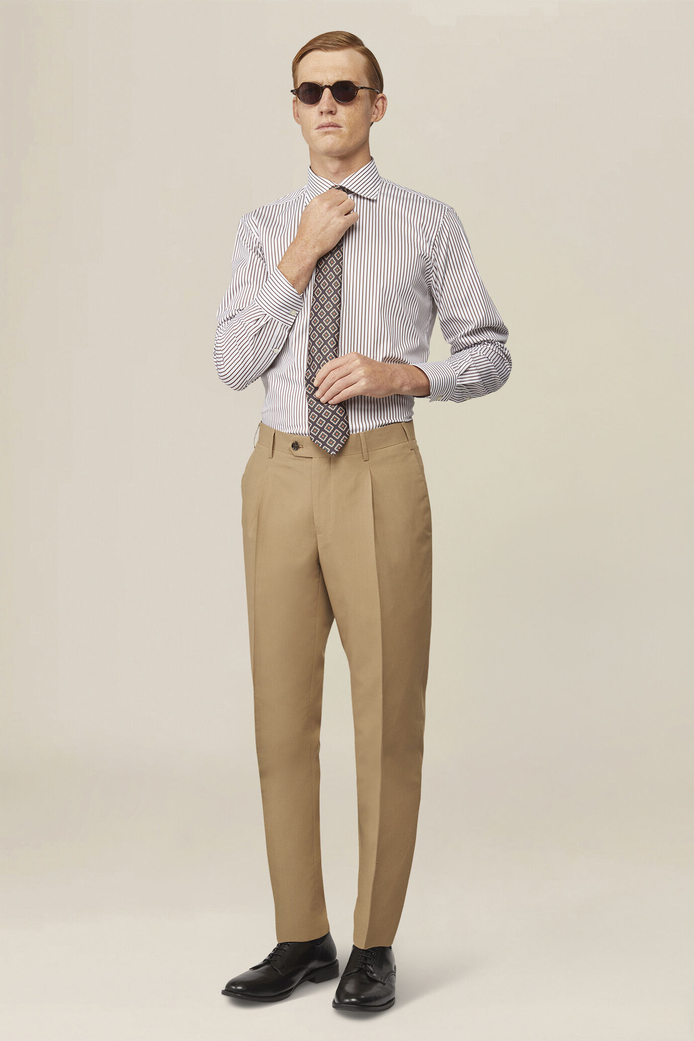 Camicia uomo tecnica a righe adatta ai gemelli image number 1