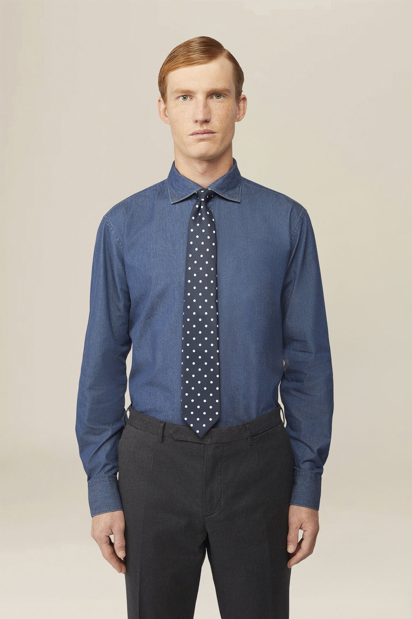 Chemise homme 100 % coton denim coupe slim image number 0