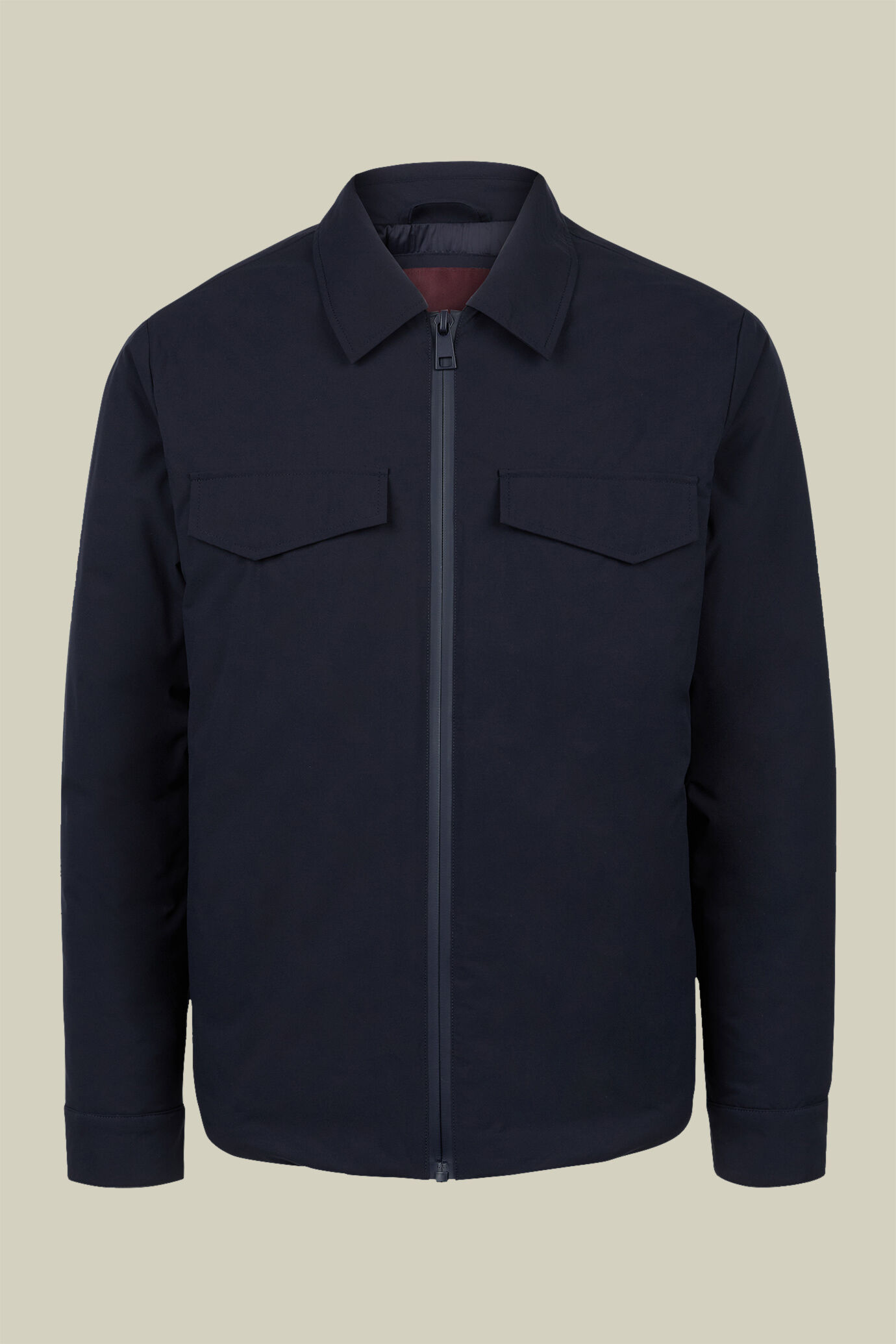 Giacca imbottita uomo in tessuto tecnico stretch con collo camicia regular fit image number 0