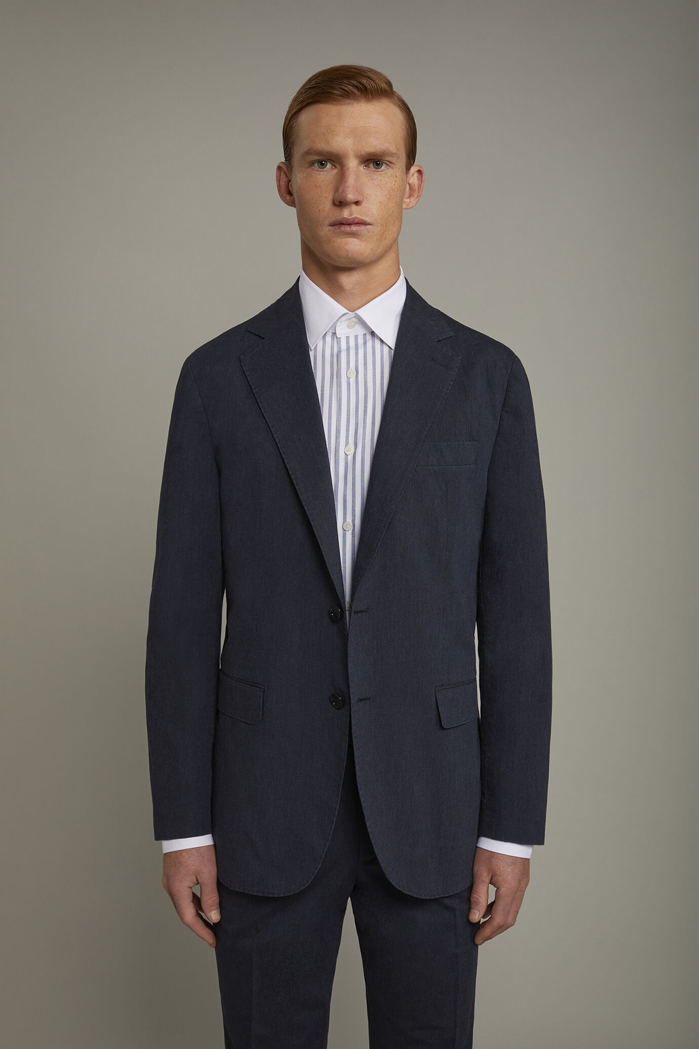 Men’s unlined single-breasted blazer with flap pockets in flamed effect fabric regular fit image number 2