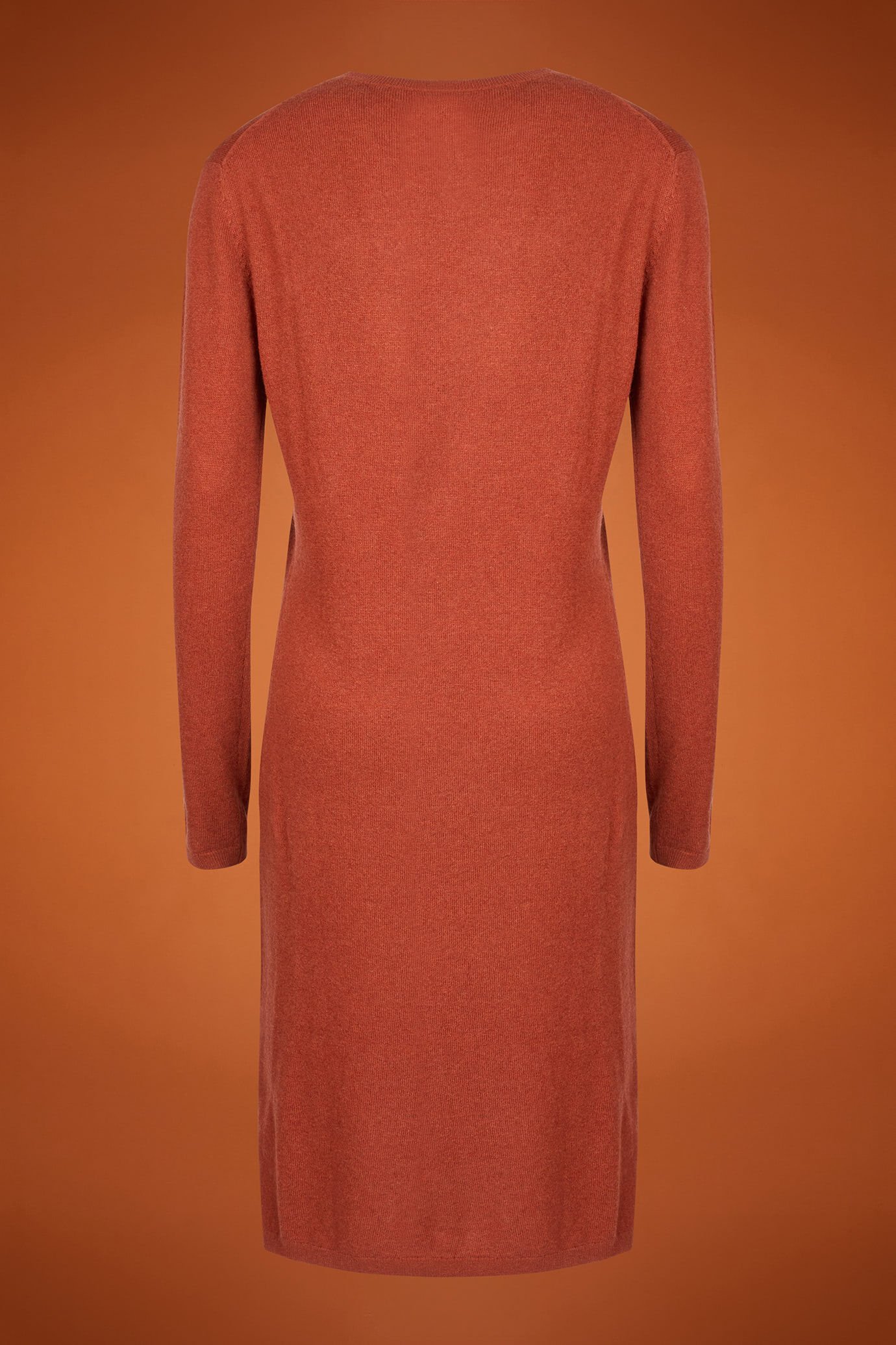 Women's regular fit crew neck knitted dress with side slits image number 5