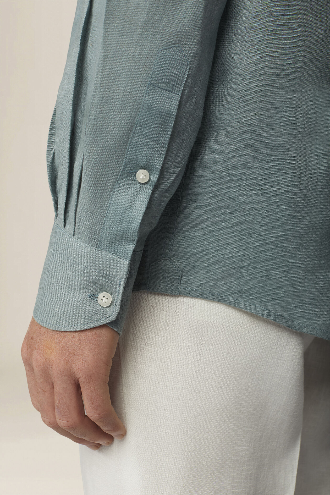 Chemise pour homme 100 % lin boutons blanc cass&eacute; image number 3