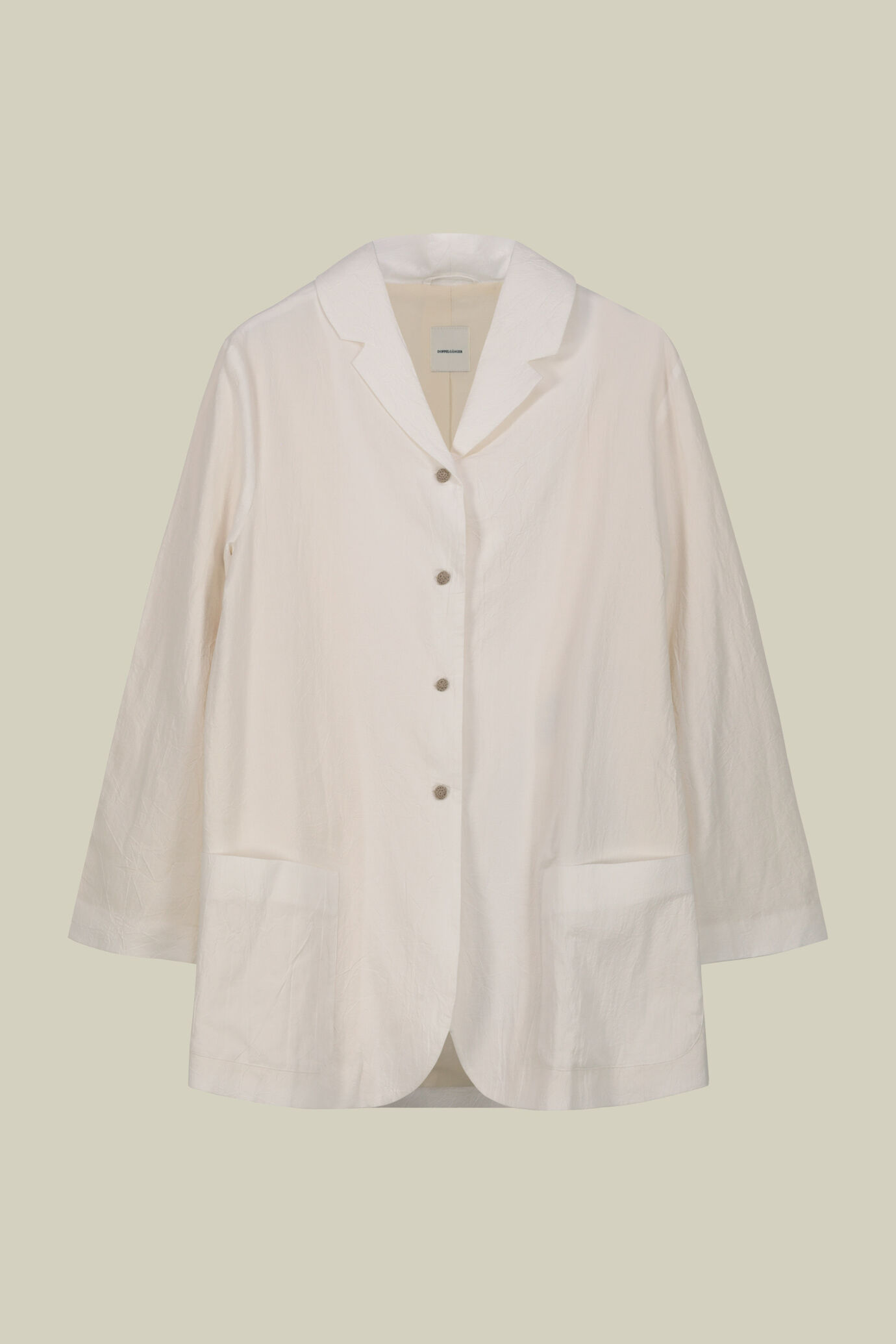Veste femme à boutonnage simple en coton avec effet froissé et boutons en macramé