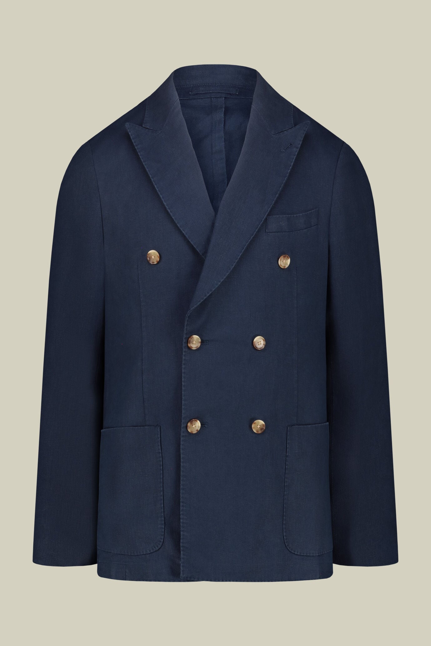 Unlined double-breasted men's jacket in 100% linen image number 4