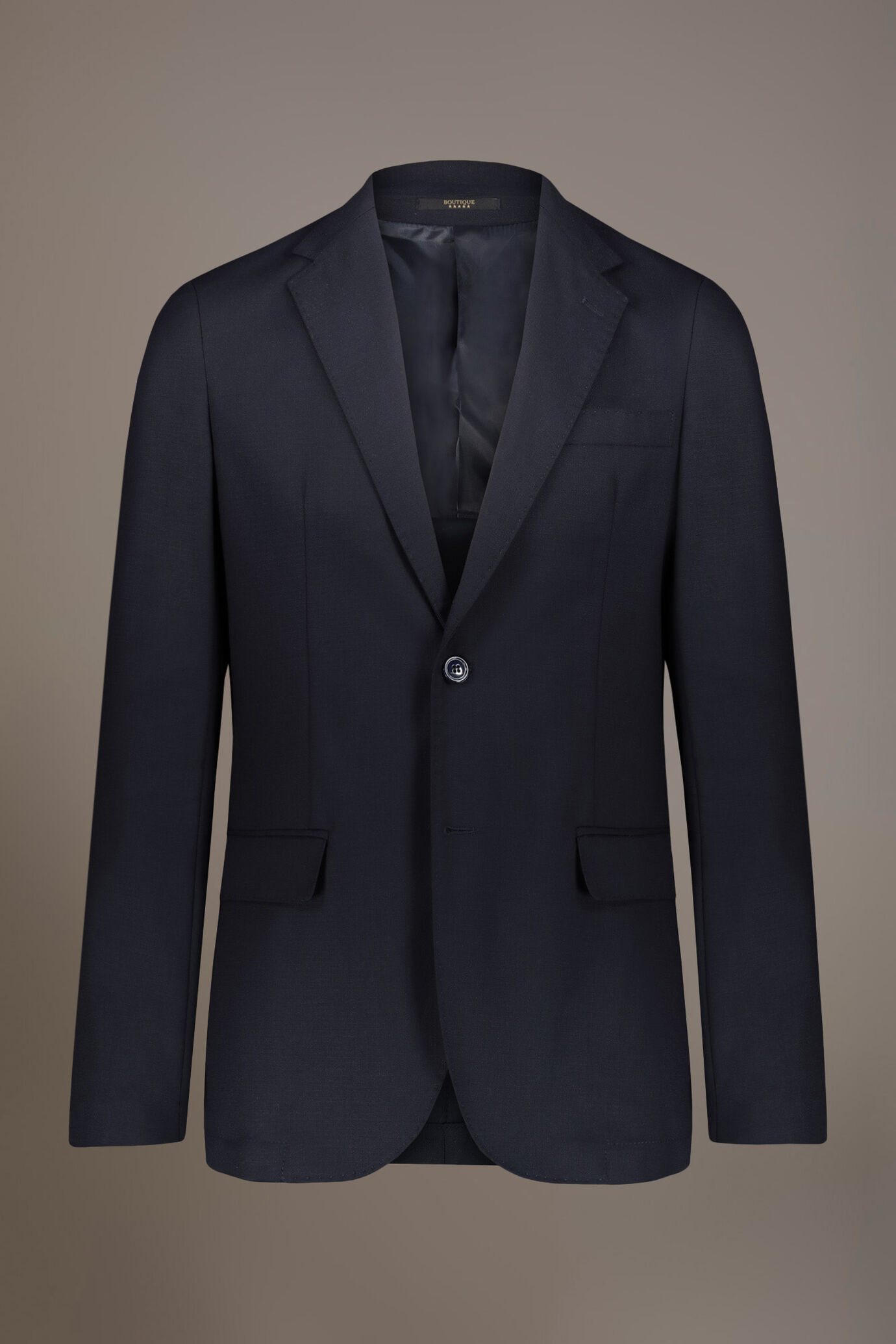 Single-breasted jacket with flap pockets in solid color dobby fabric image number 5