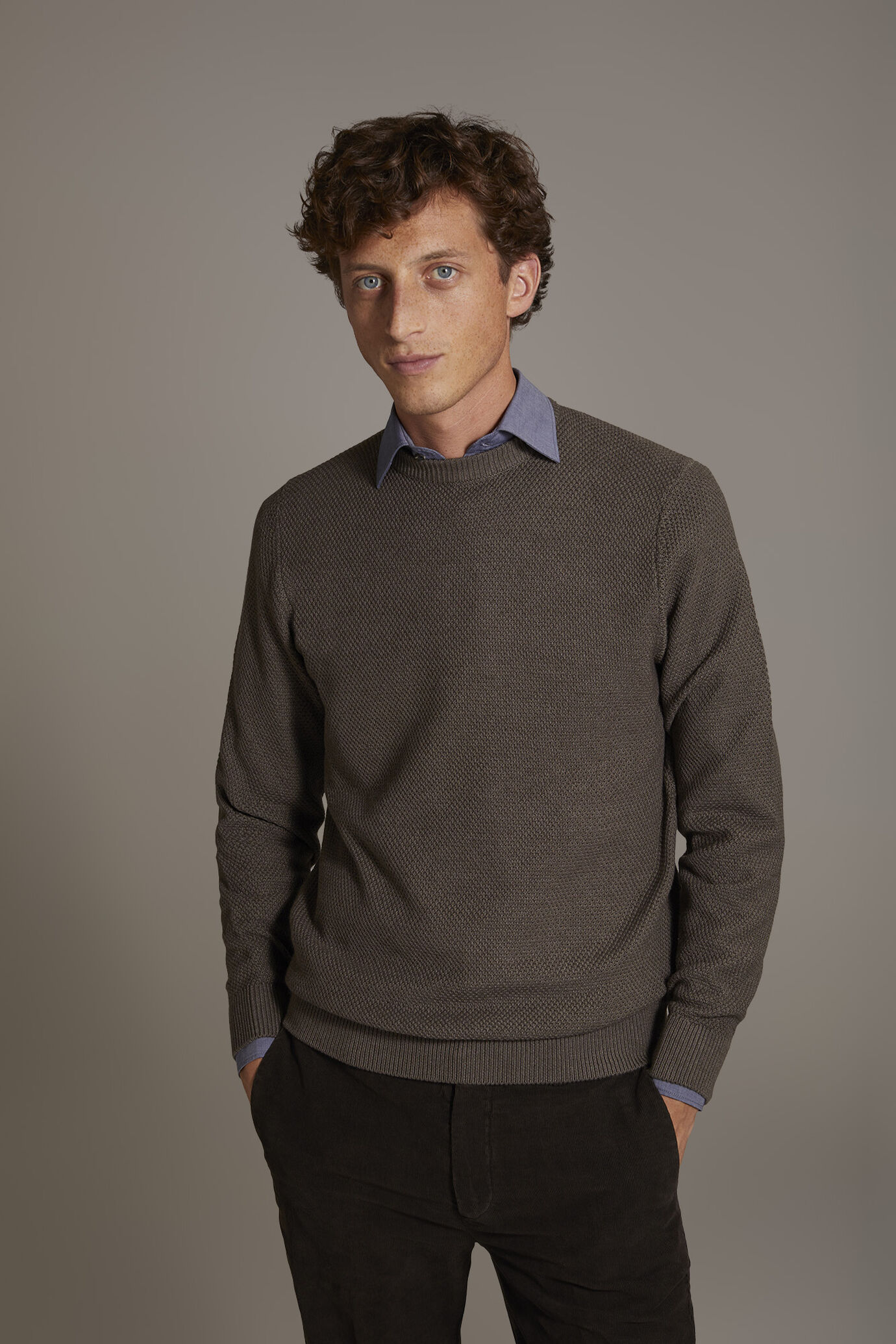 Maglia girocollo lavorazione a nido d'ape image number 1