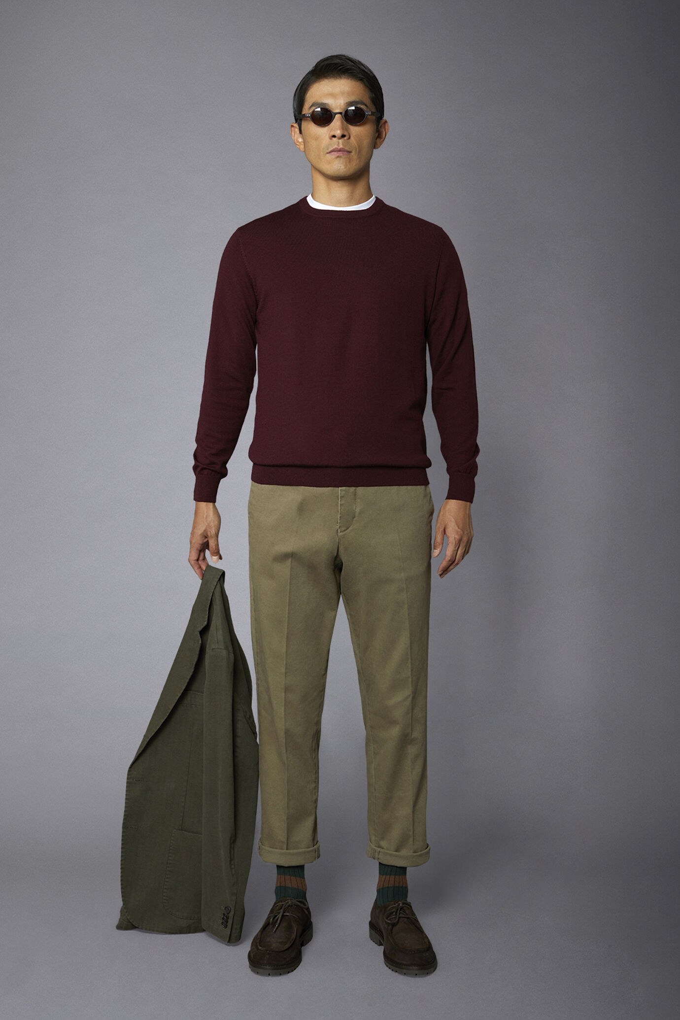 Men's crew neck wool blend lambswool regular fit sweater image number 0