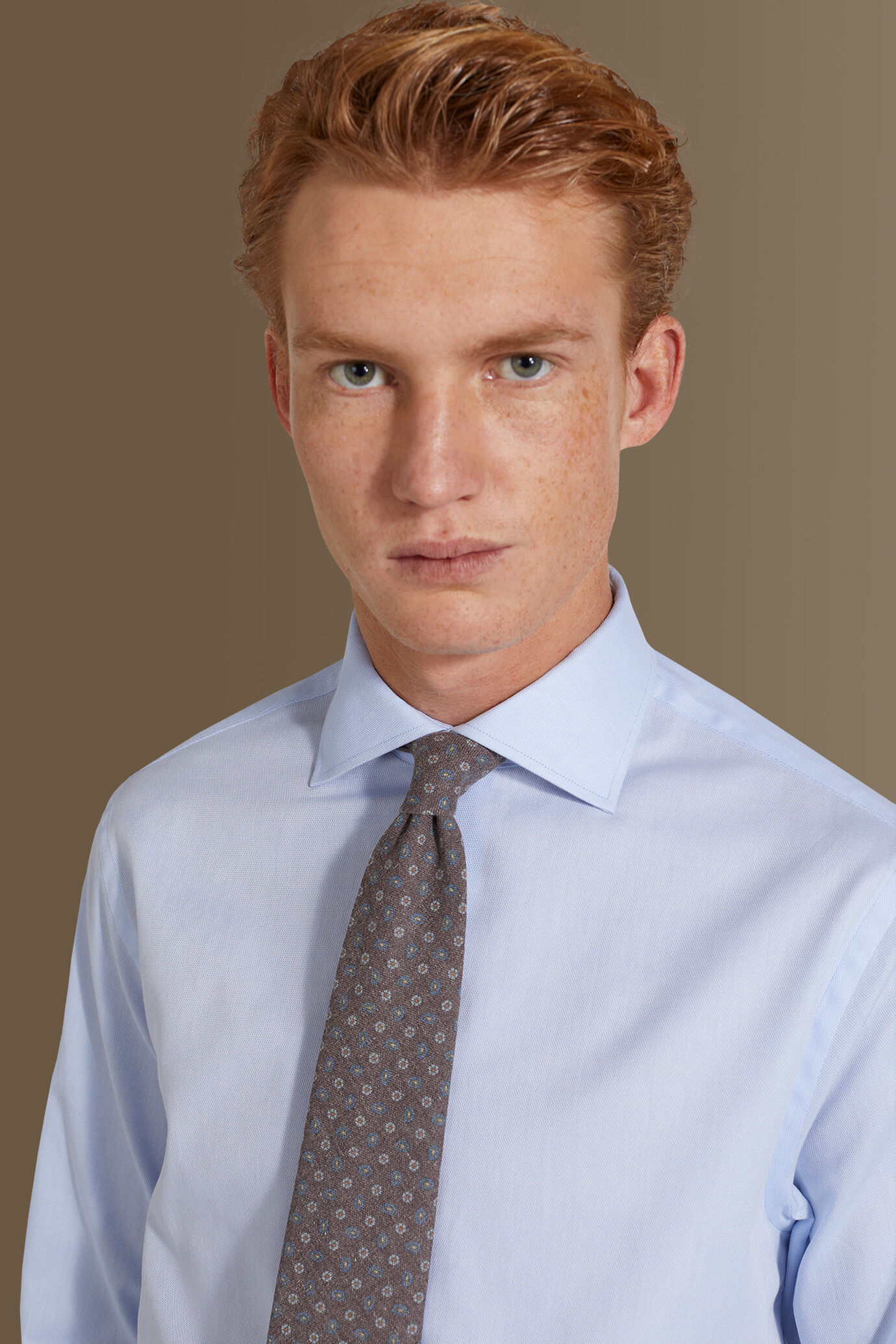 Camicia classica uomo collo francese tessuto dobby image number 1