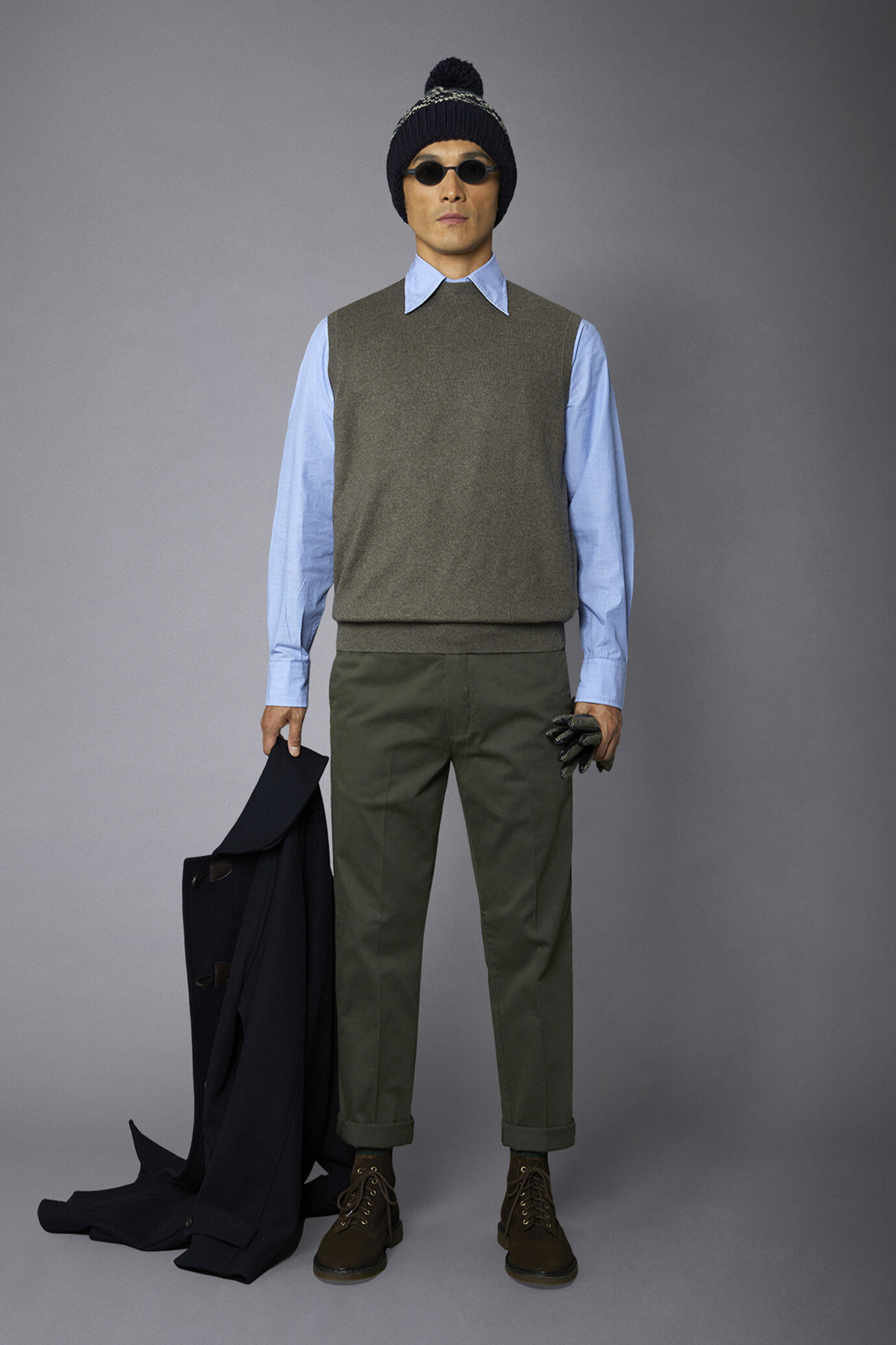 Gilet uomo girocollo lana e cotone image number 0