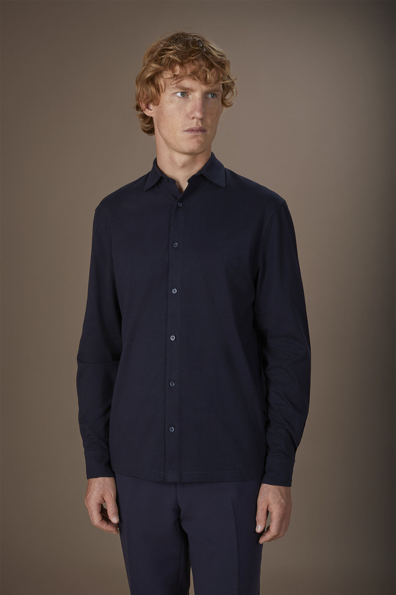 Polo camicia uomo in 100% cotone regular fit image number 0