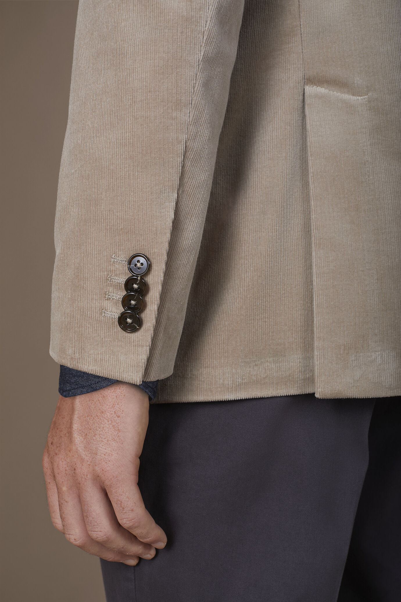 Giacca uomo monopetto in velluto regular fit image number 3
