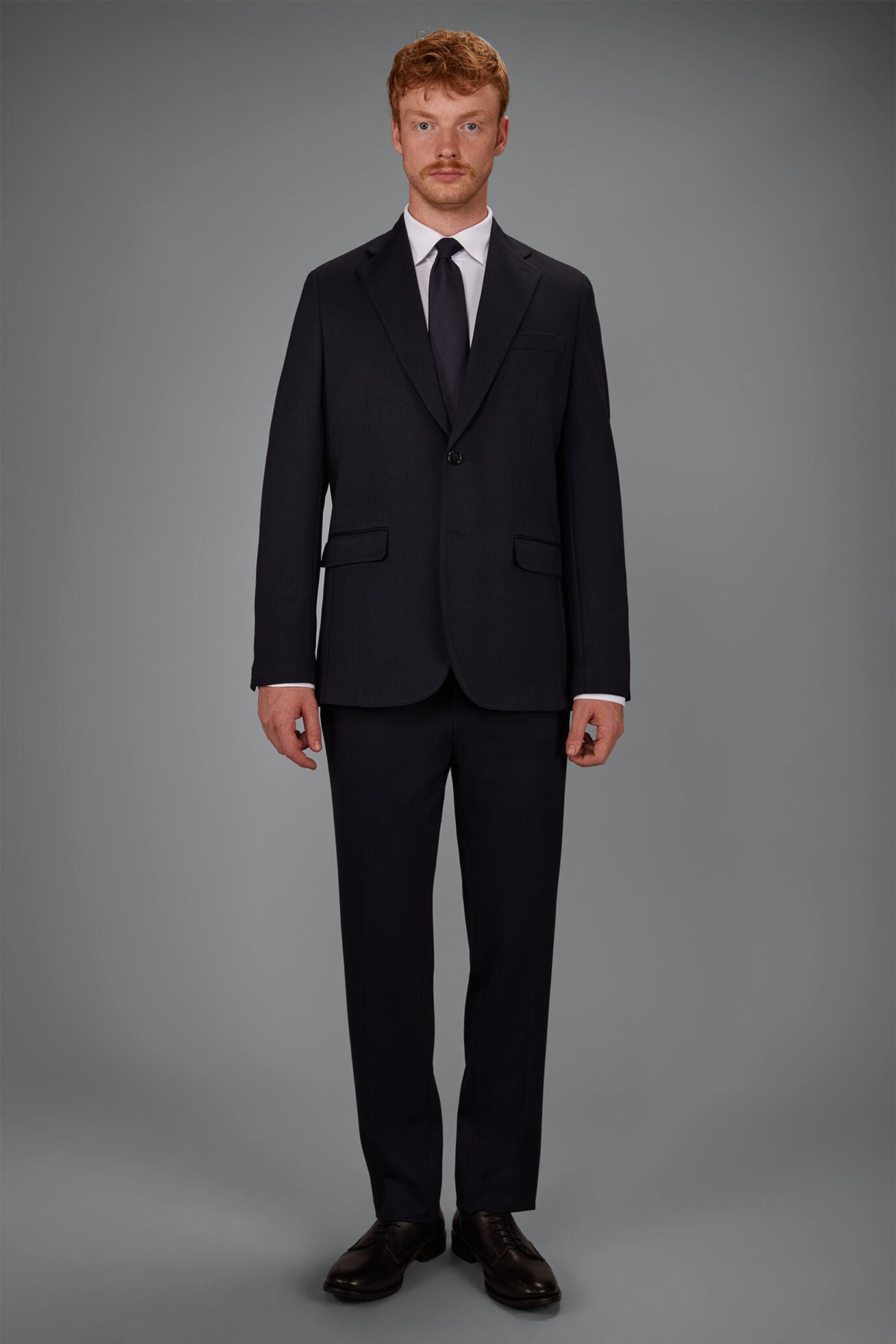 Costume homme &agrave; simple boutonnage en Jersey motif &oelig;il-de-perdrix coupe classique image number 1