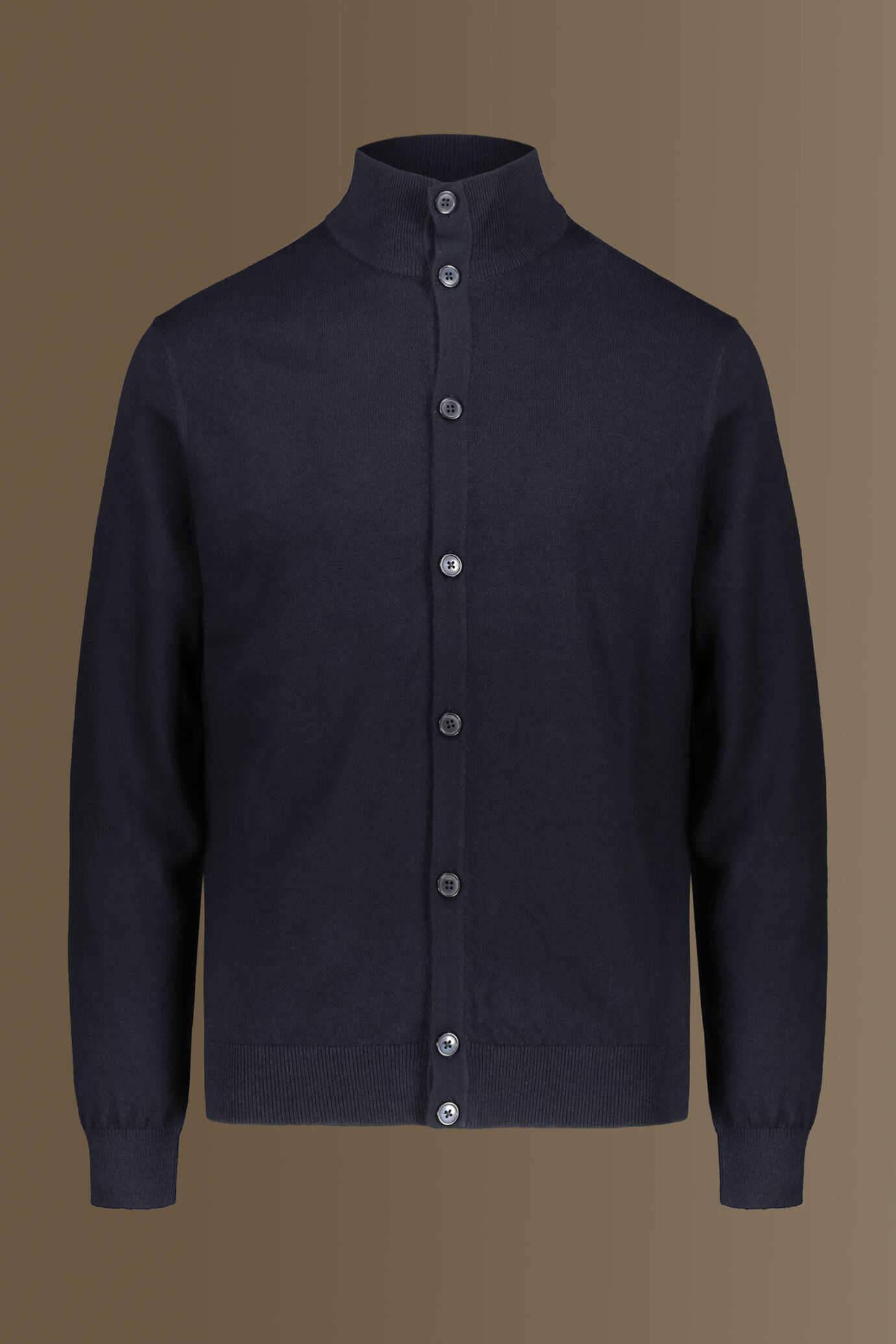 Cardigan collo alto in misto lana e cotone image number 3