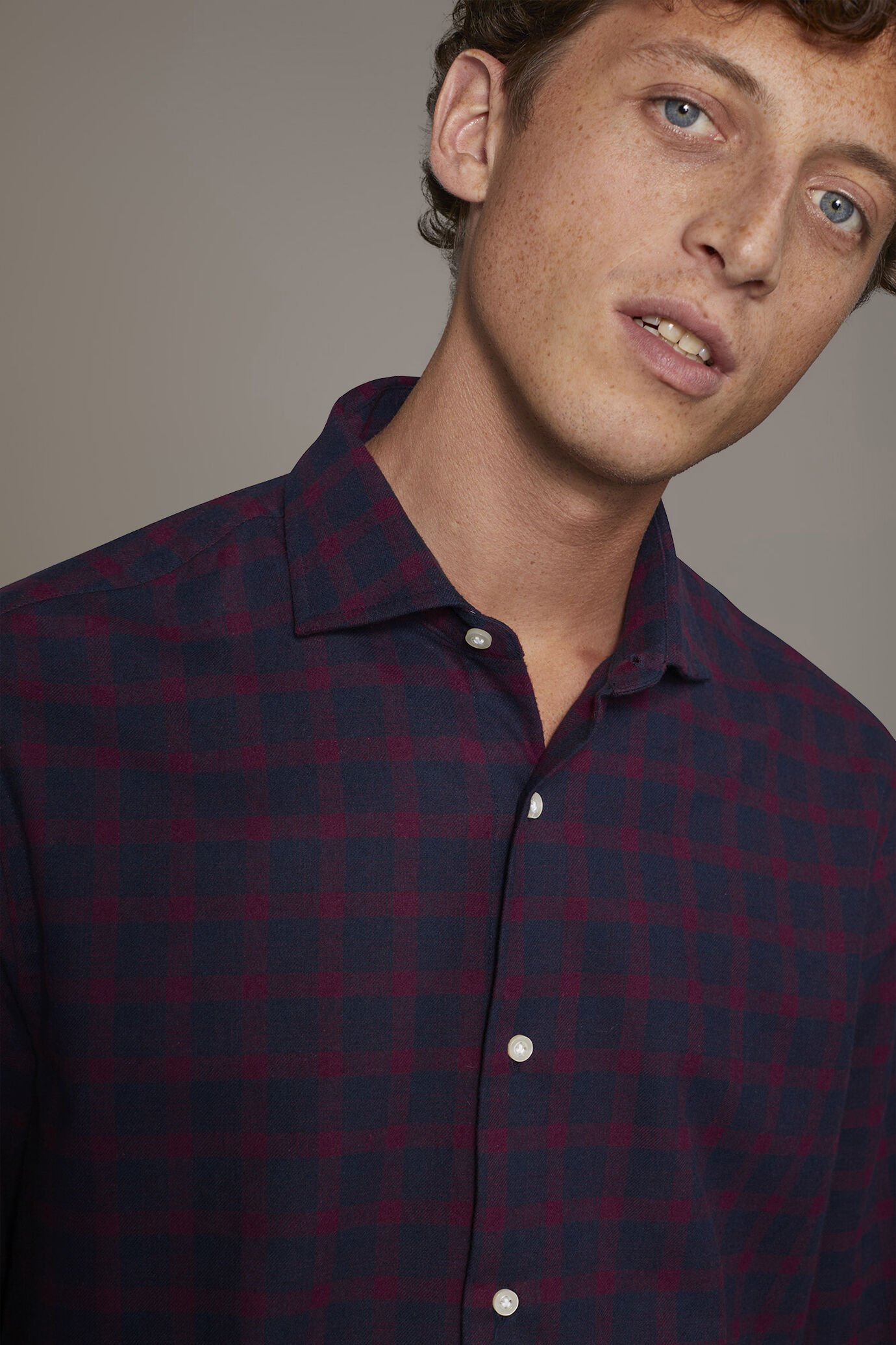 Casual shirt with french collar comfort fit checked flannel fabric image number 2