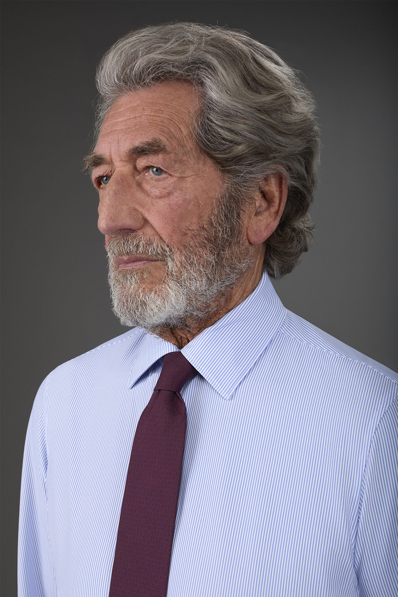 Camicia da uomo con colletto classico a righe in tessuto di nylon elasticizzato con costruzione twill image number 1