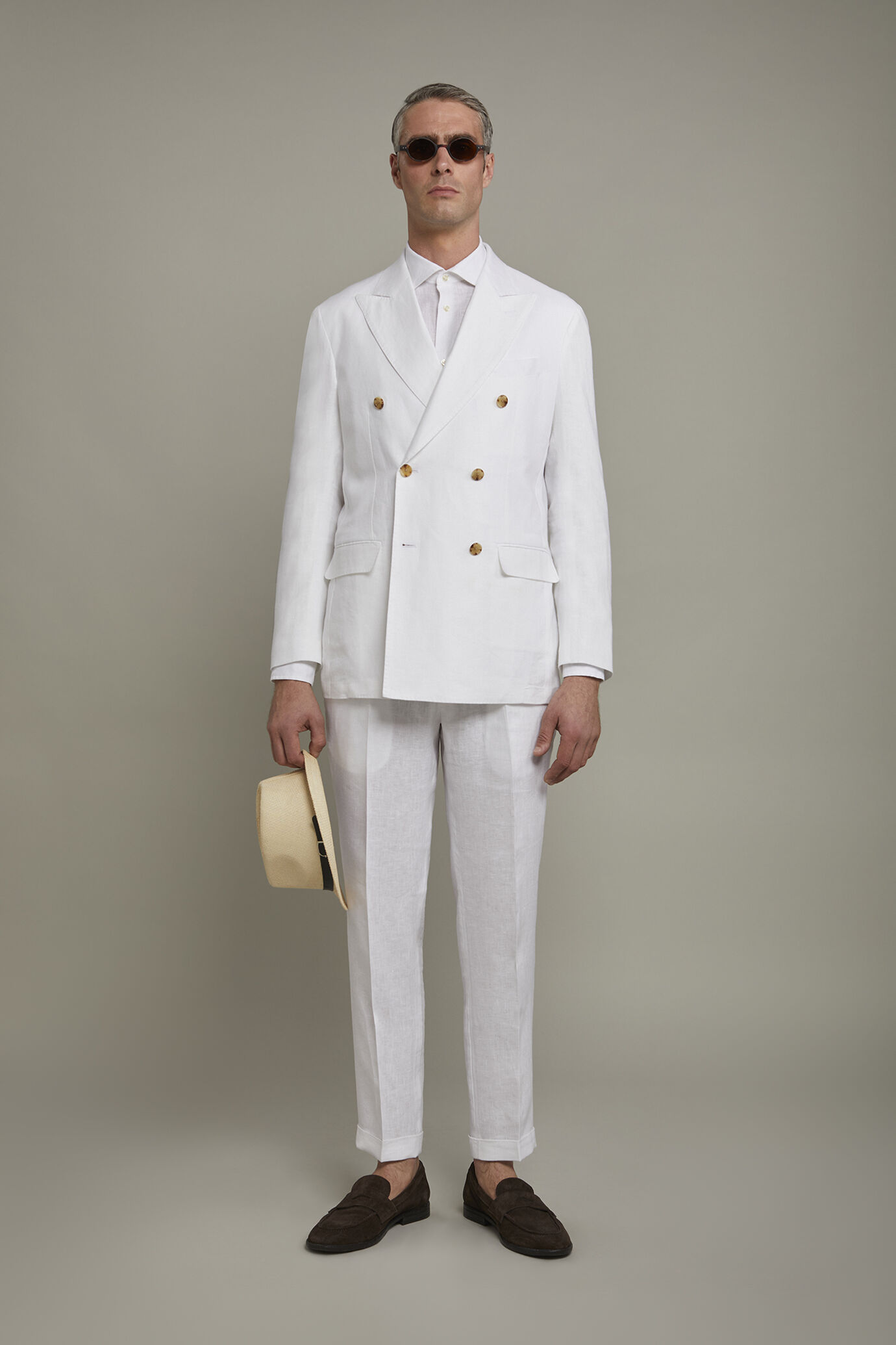 Costume homme à double boutonnage 100 % lin coupe régulière image number 0
