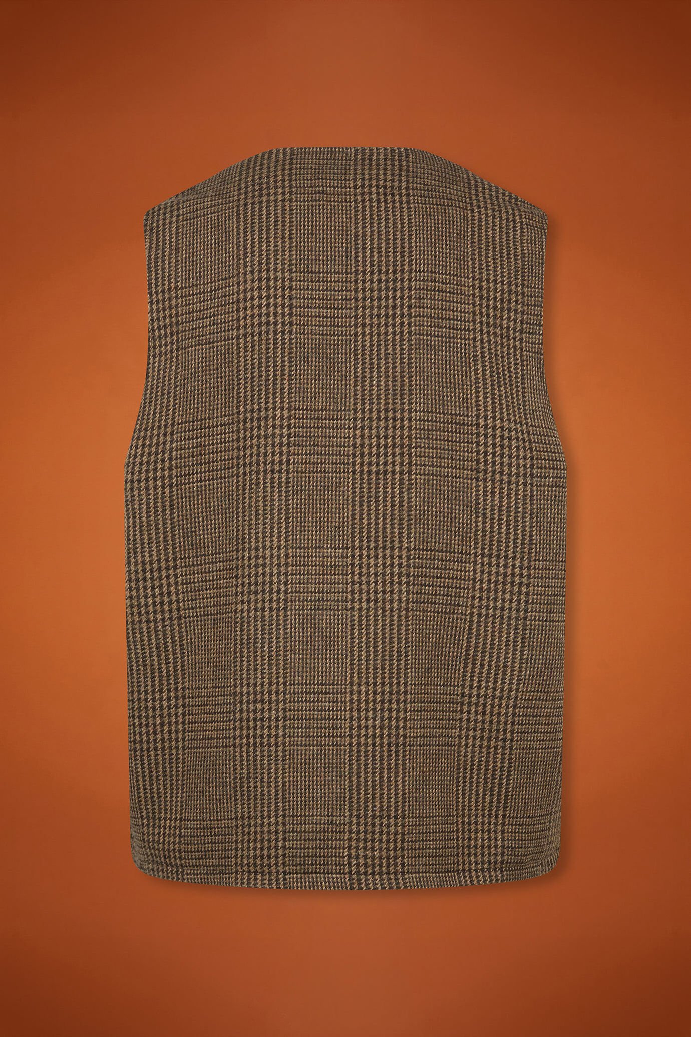 Men's regular fit single-breasted waistcoat with a V-neckline in Prince of Wales check wool blend fabric image number 5