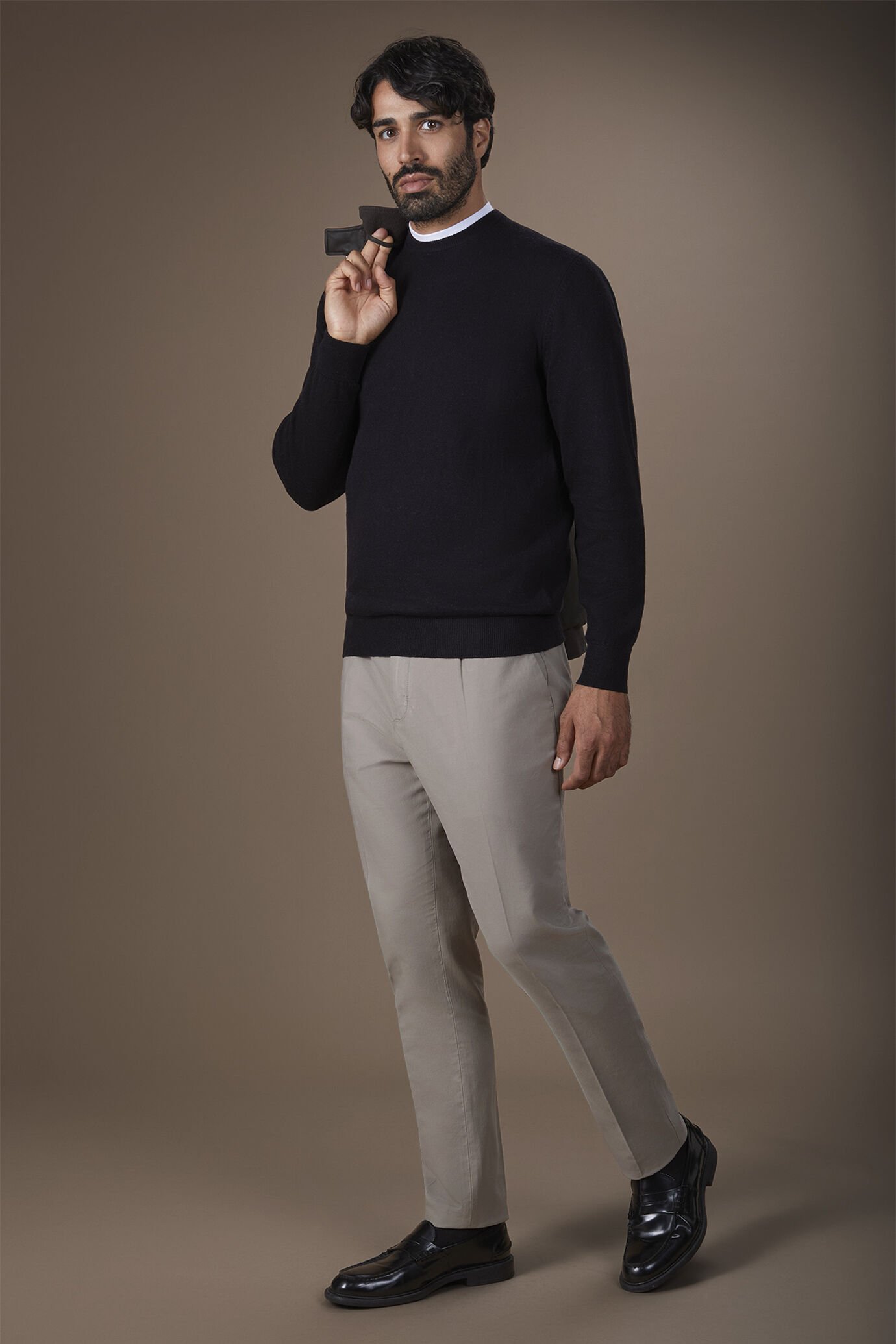 Herren-Pullover mit Rundhalsausschnitt aus Baumwolle in normaler Passform image number 1