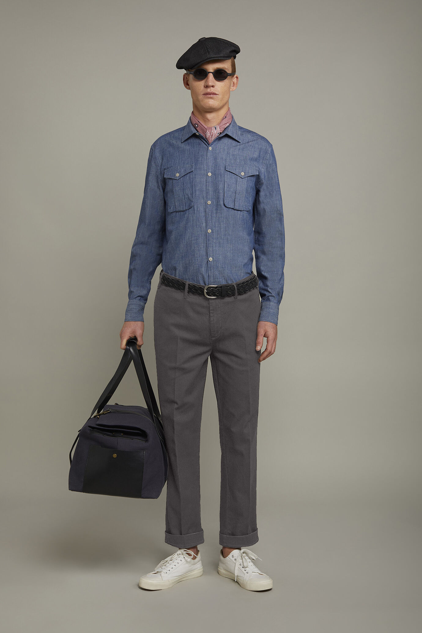Men's classic chambray regular fit trousers