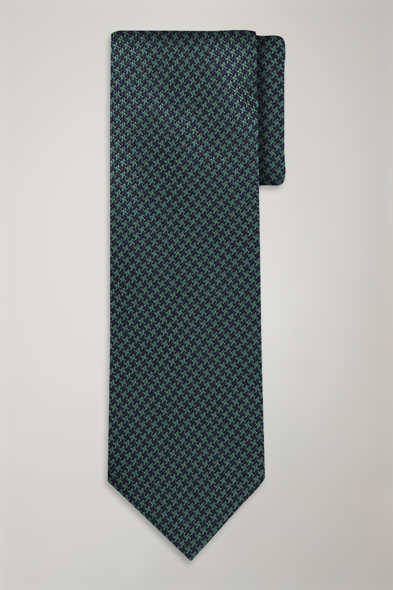 Men's pied de poule patterned bamboo blend tie image number 0