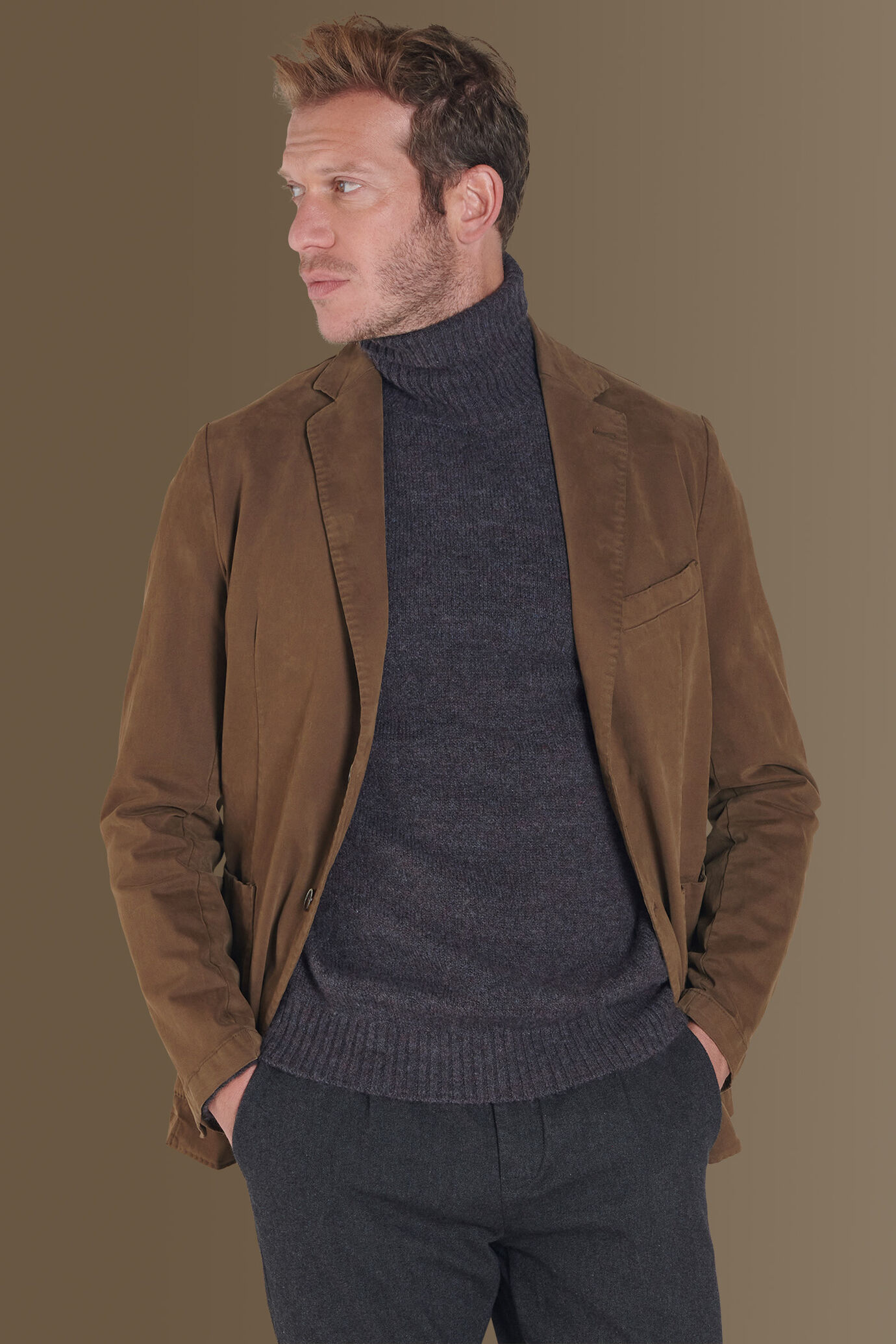 Single breasted jacket garment dyed. image number 2