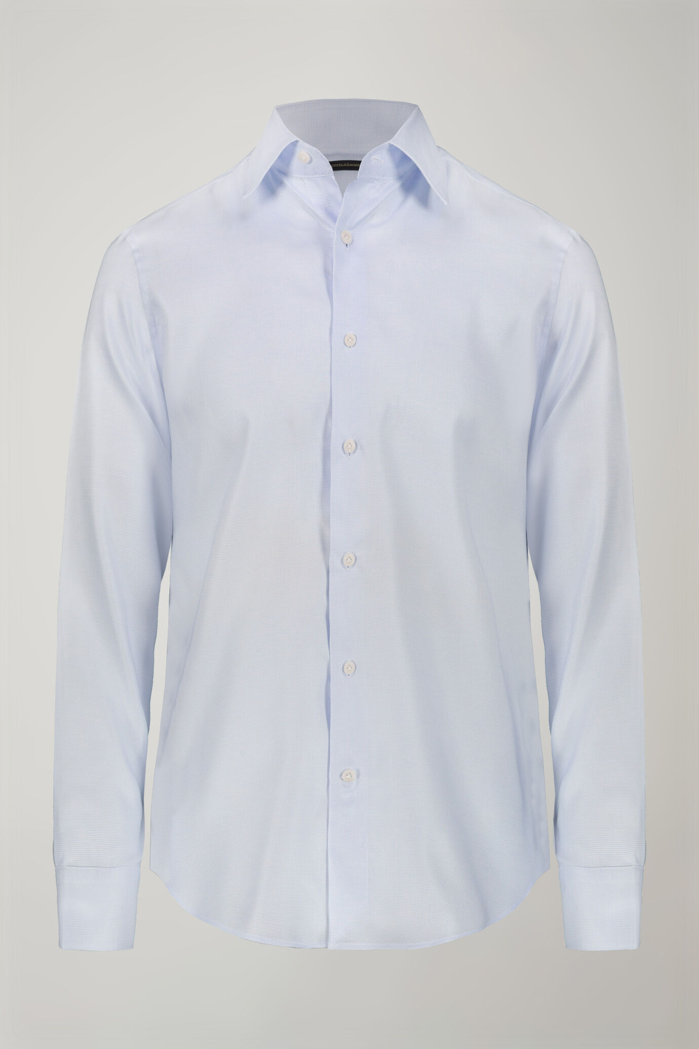 Chemise homme à col classique en tissu armuré 100 % coton uni coupe régulière image number 5