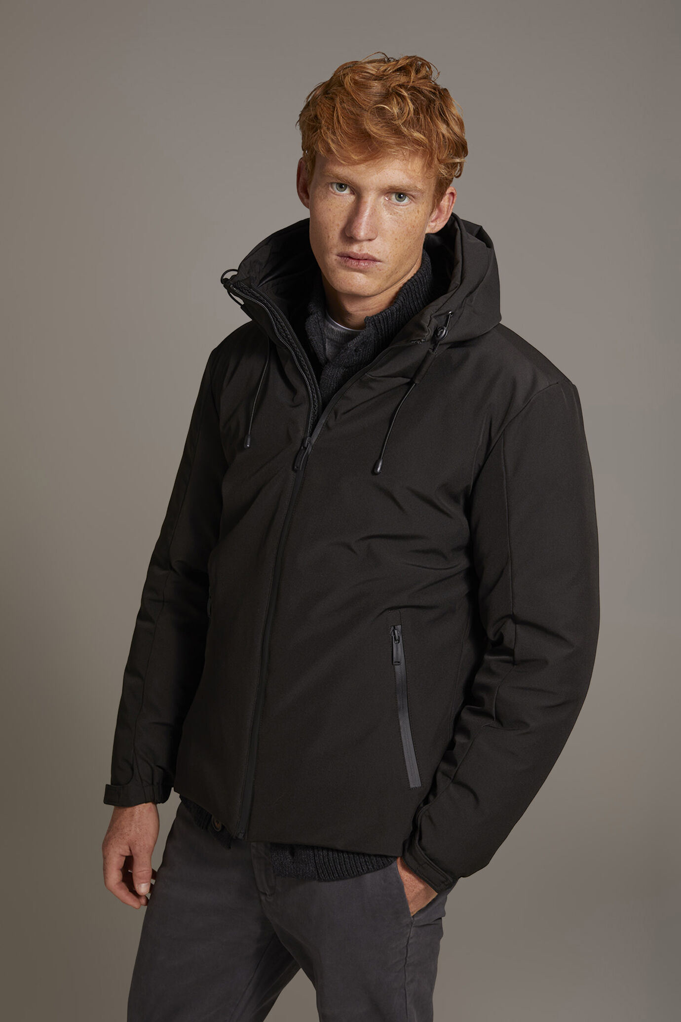 Tech jacket with hood poly tech stretch image number 2