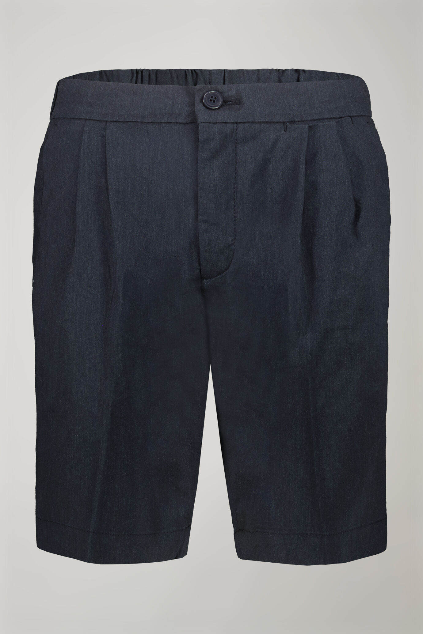 Men's Bermuda with double pinces and laces on waist cotton slub fabric image number 4