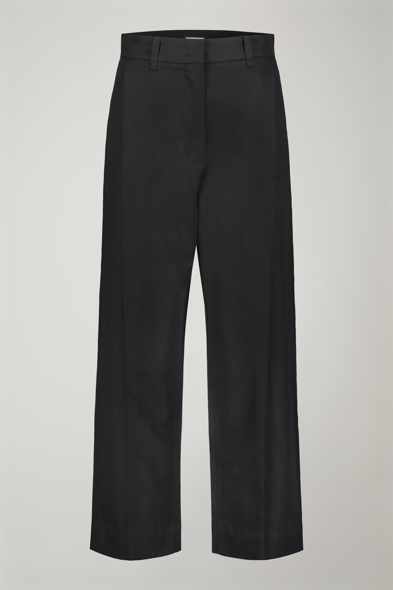 Pantalone donna a gamba larga misto lino e cotone regular fit image number 4
