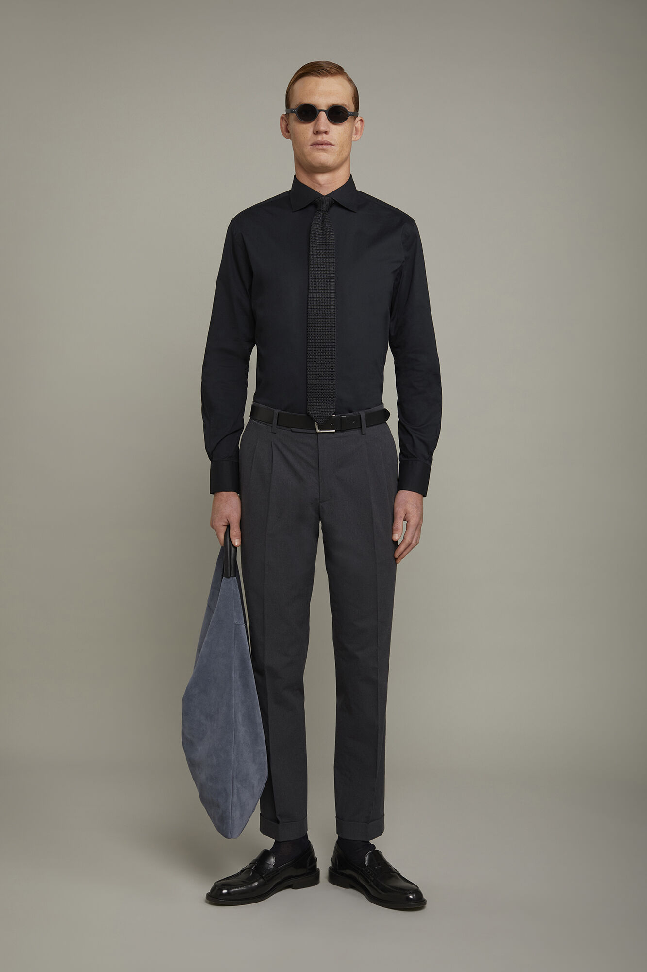 Camicia classica collo francese uomo tinta unita fiammato