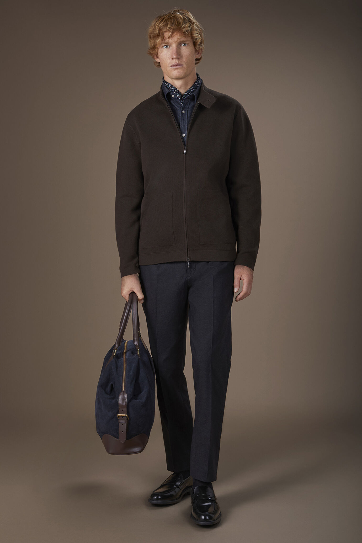 Giacca uomo modello biker in maglia punto milano 100% cotone regular fit image number 1