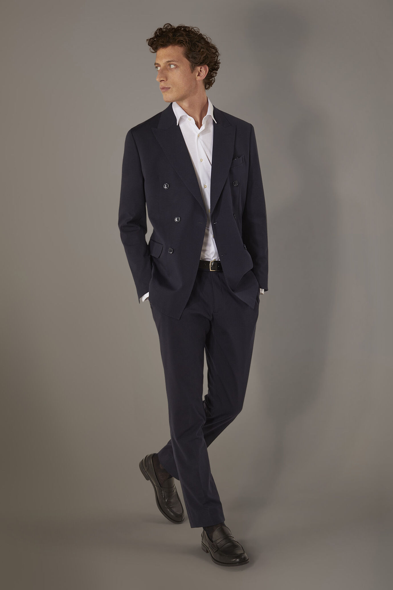 Pantalone senza pinces in jersey regular fit image number 1