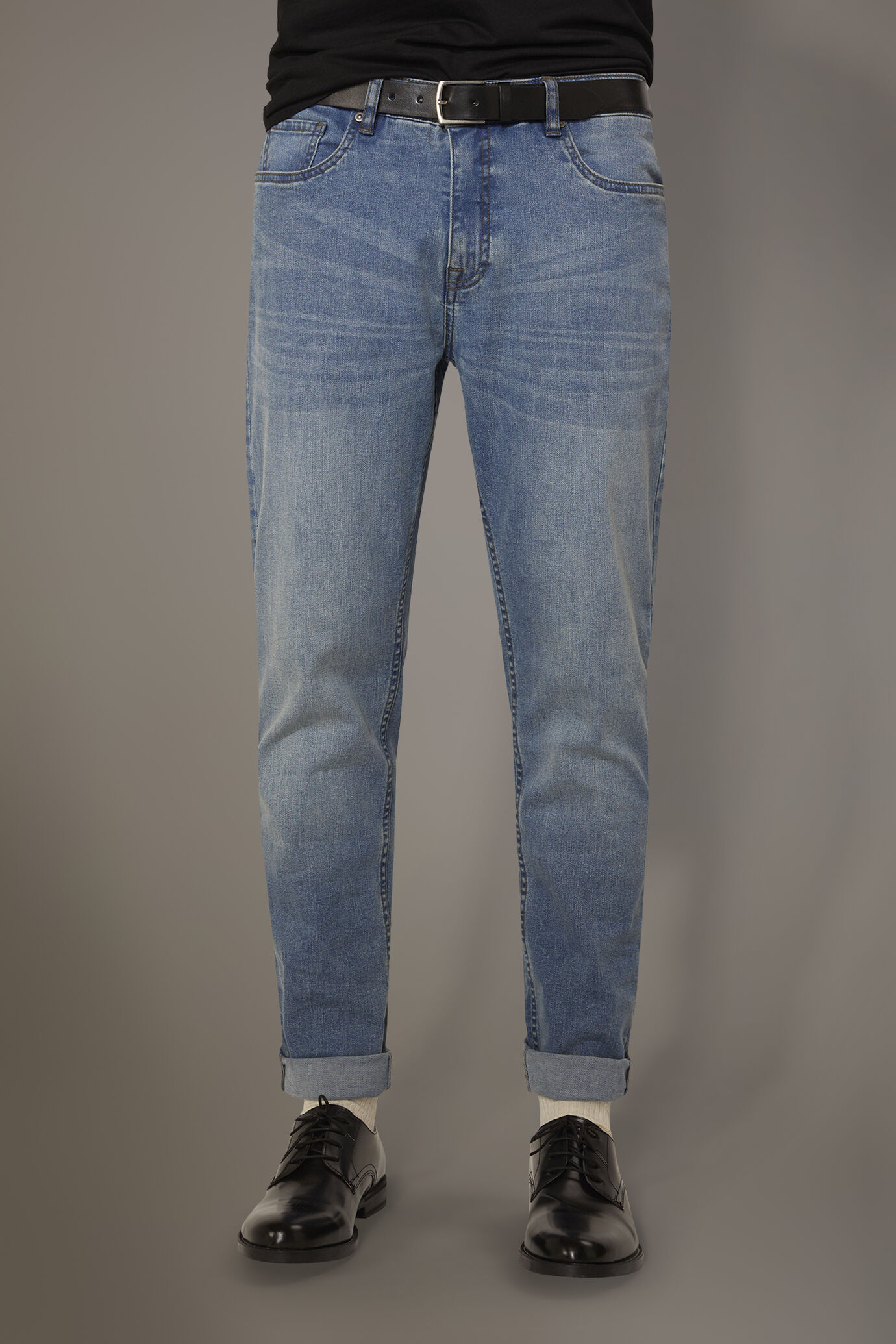 Jeans 5 pockets regular fit denim fabric image number 3