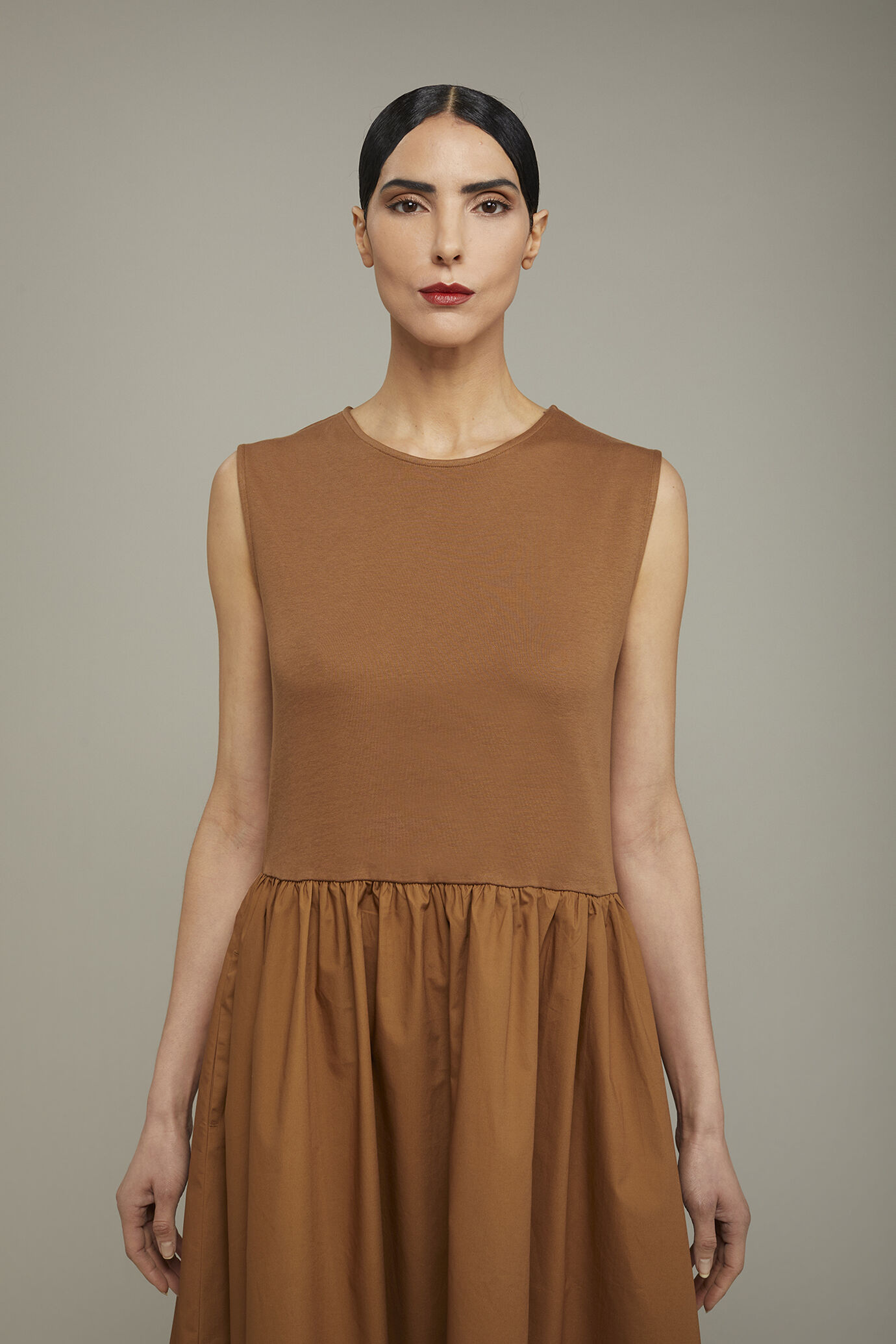 Robe midi femme, sans manches en 100 % jersey de coton, coupe régulière image number 3