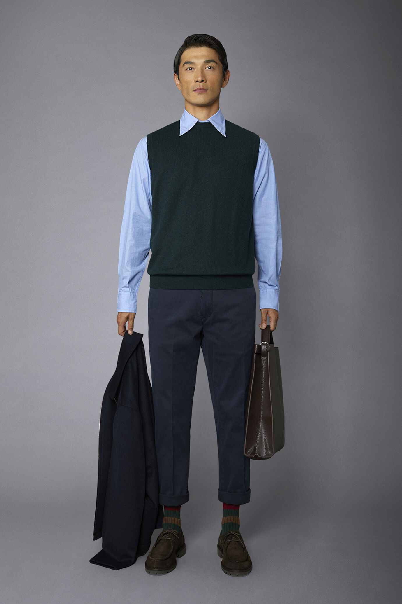 Men's wool and cotton roundneck waistcoat image number 0