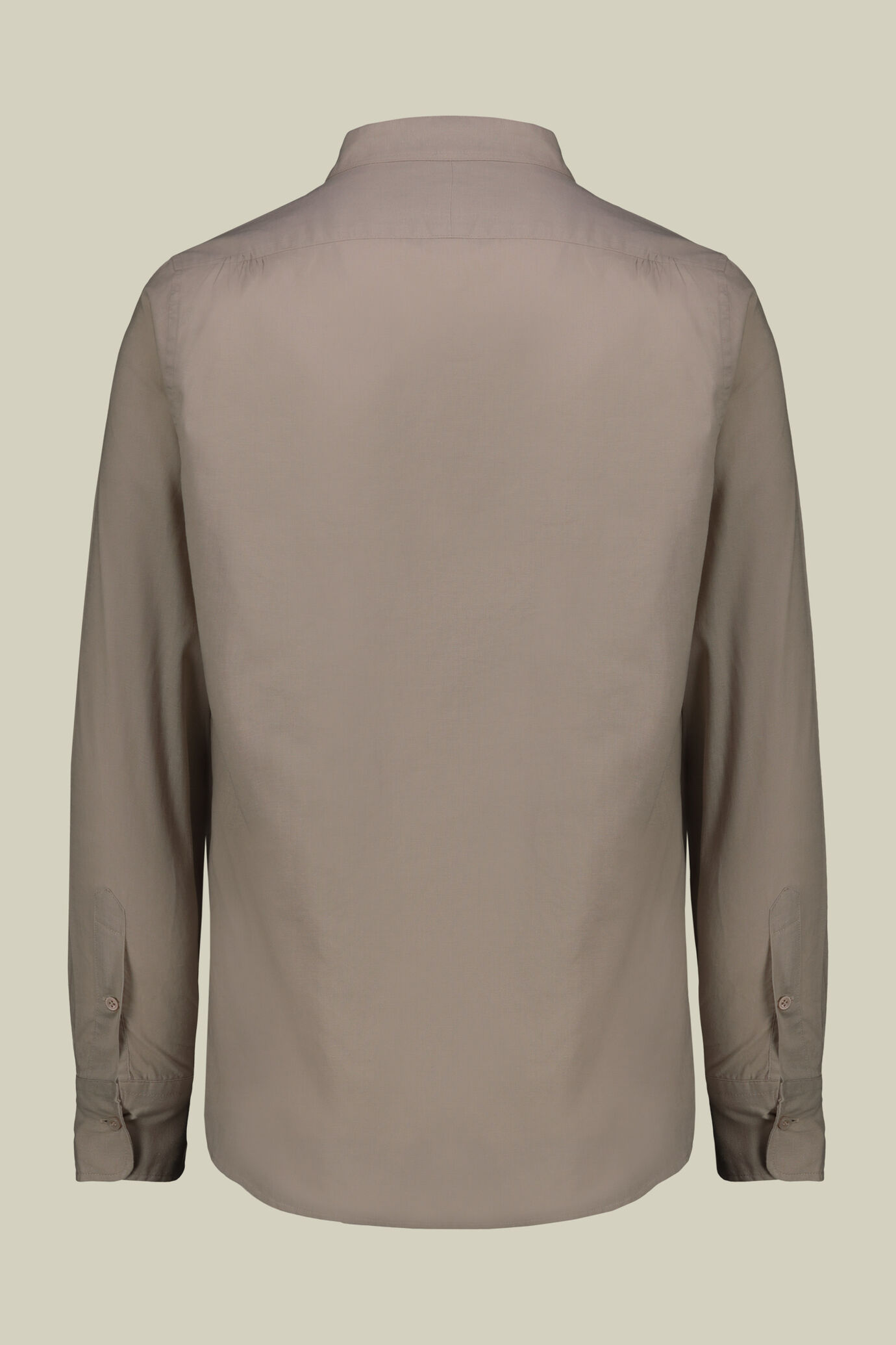 Casual men's shirt with mandarin collar and half button fastening, washed linen and cotton fabric image number 5