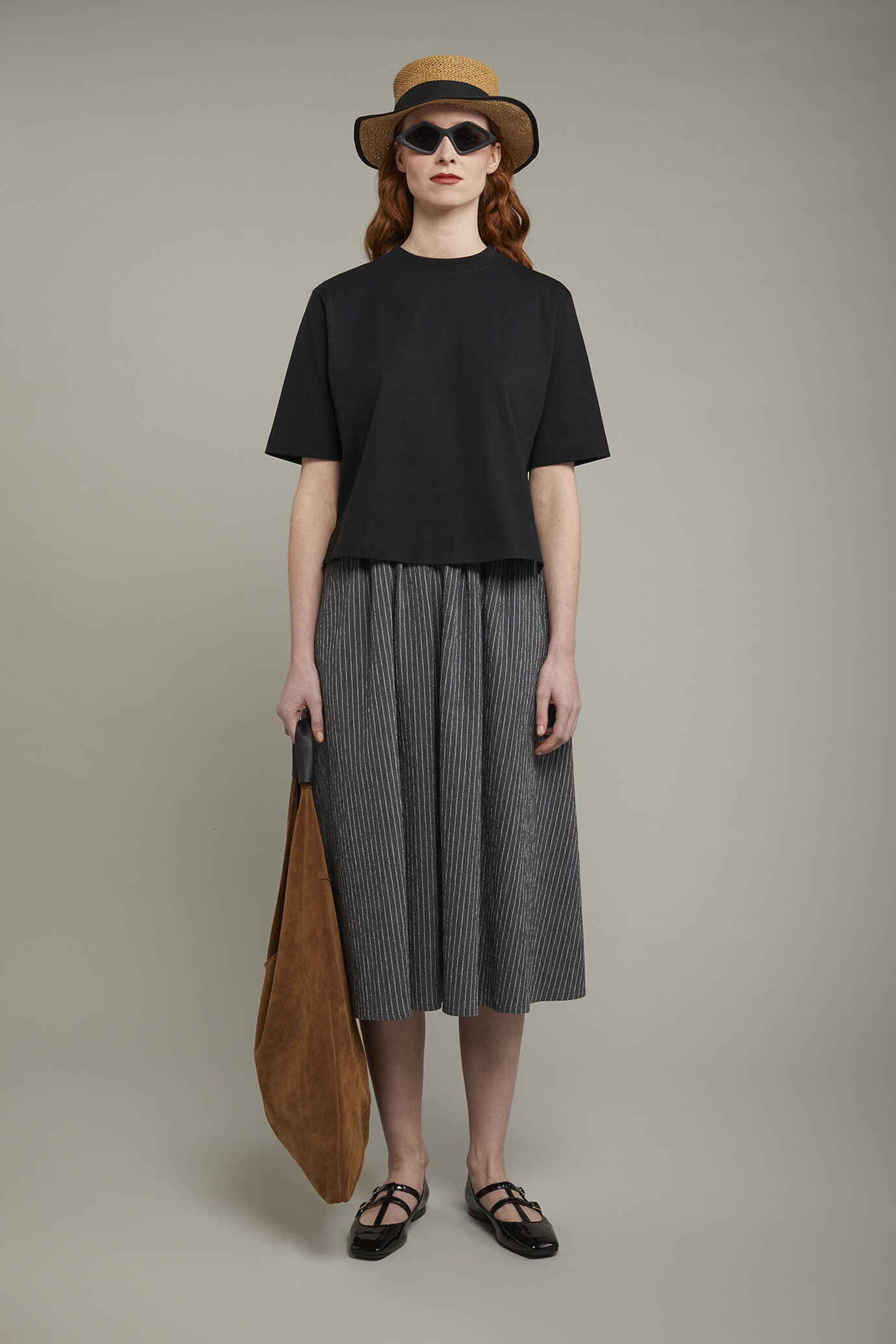 Damen-T-Shirt mit Rundhalsausschnitt aus 100 % Baumwolle in normaler Passform image number 0