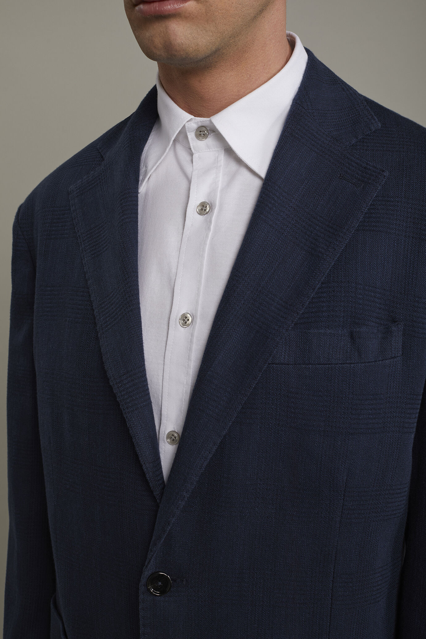 Men’s unlined single-breasted blazer with patch pockets Prince of Wales design regular fit image number 3