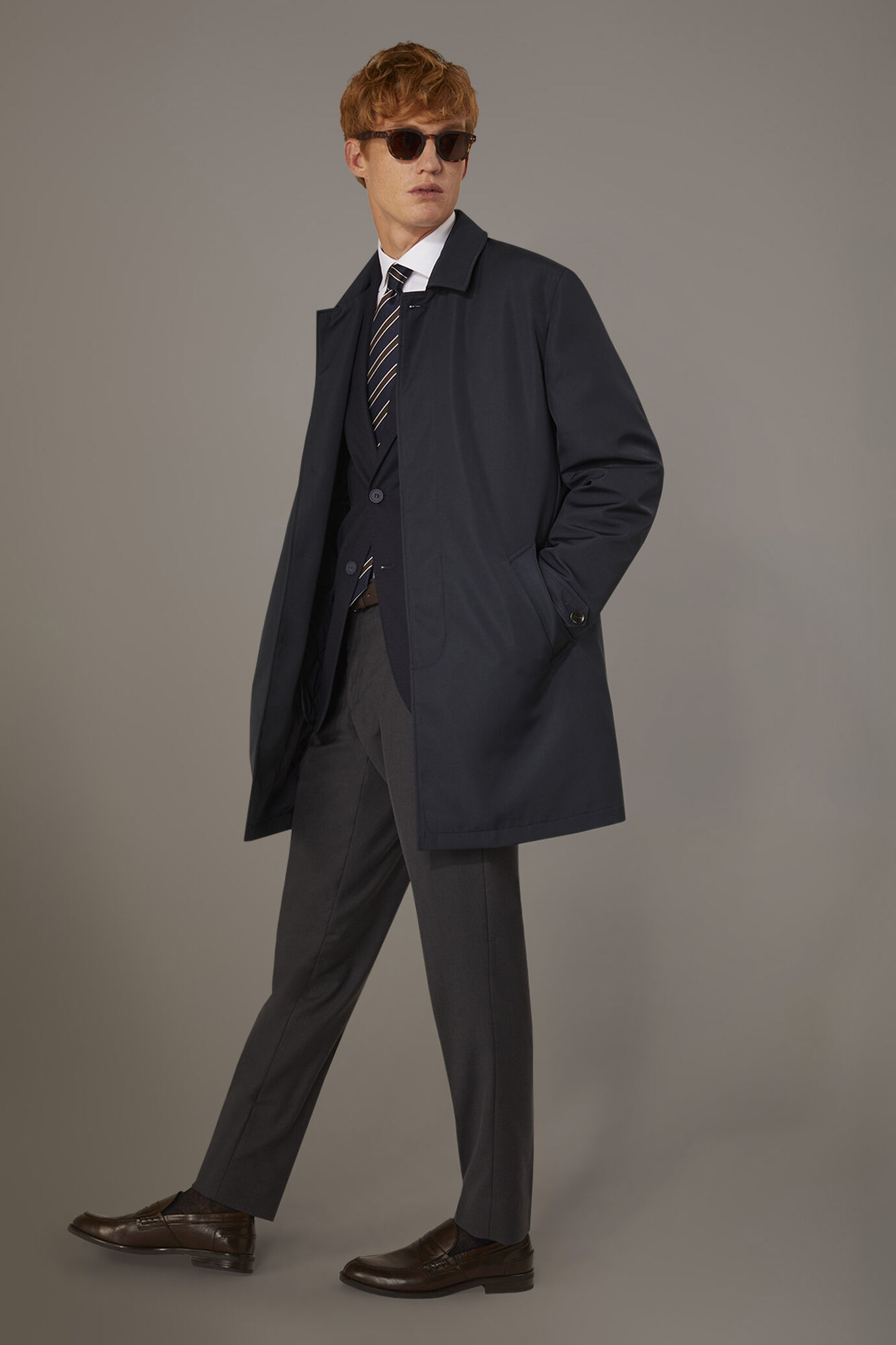 Padded raincoat in technical fabricand removable padding image number 0